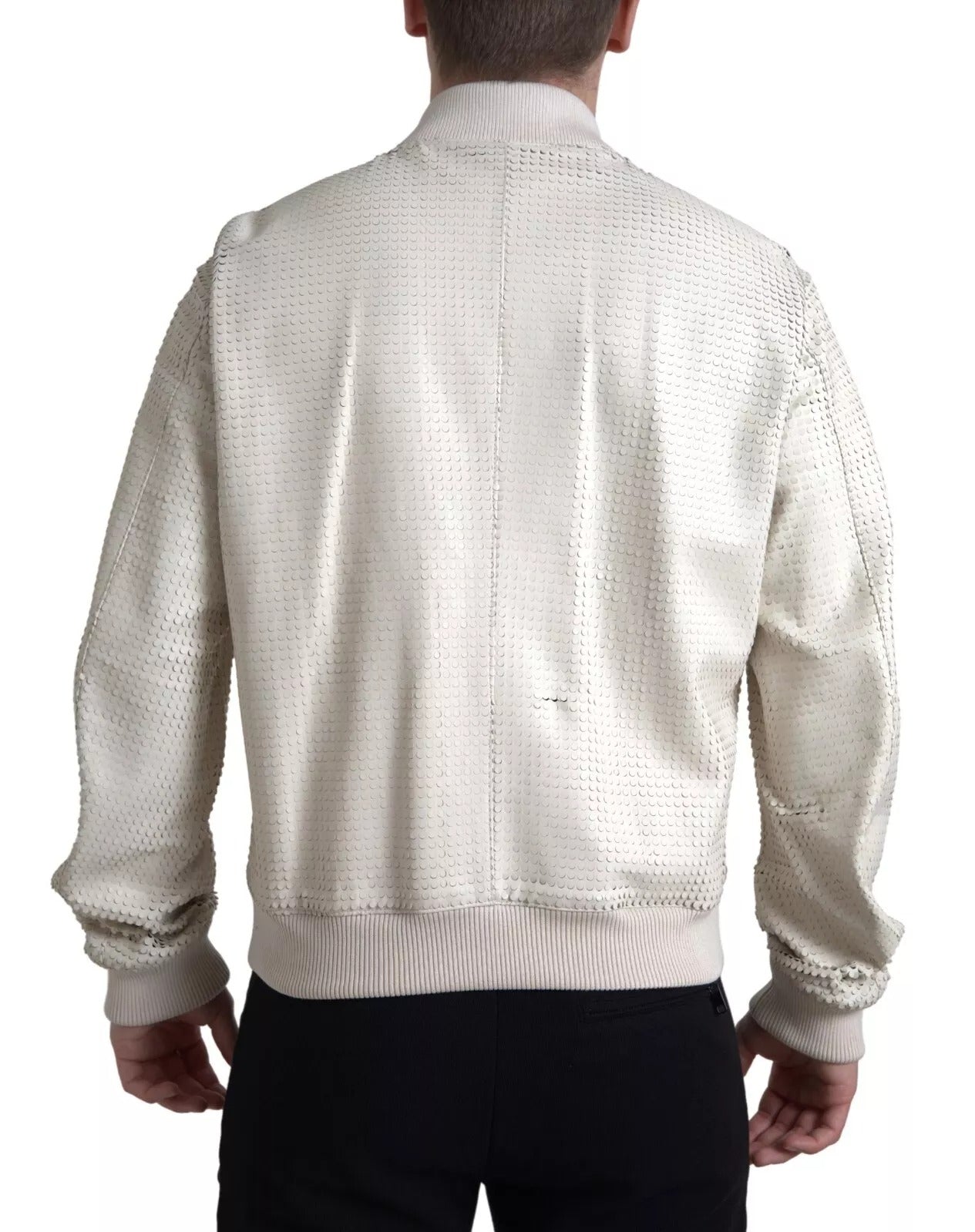 Off White – Perforierte Lederjacke mit durchgehendem Reißverschluss