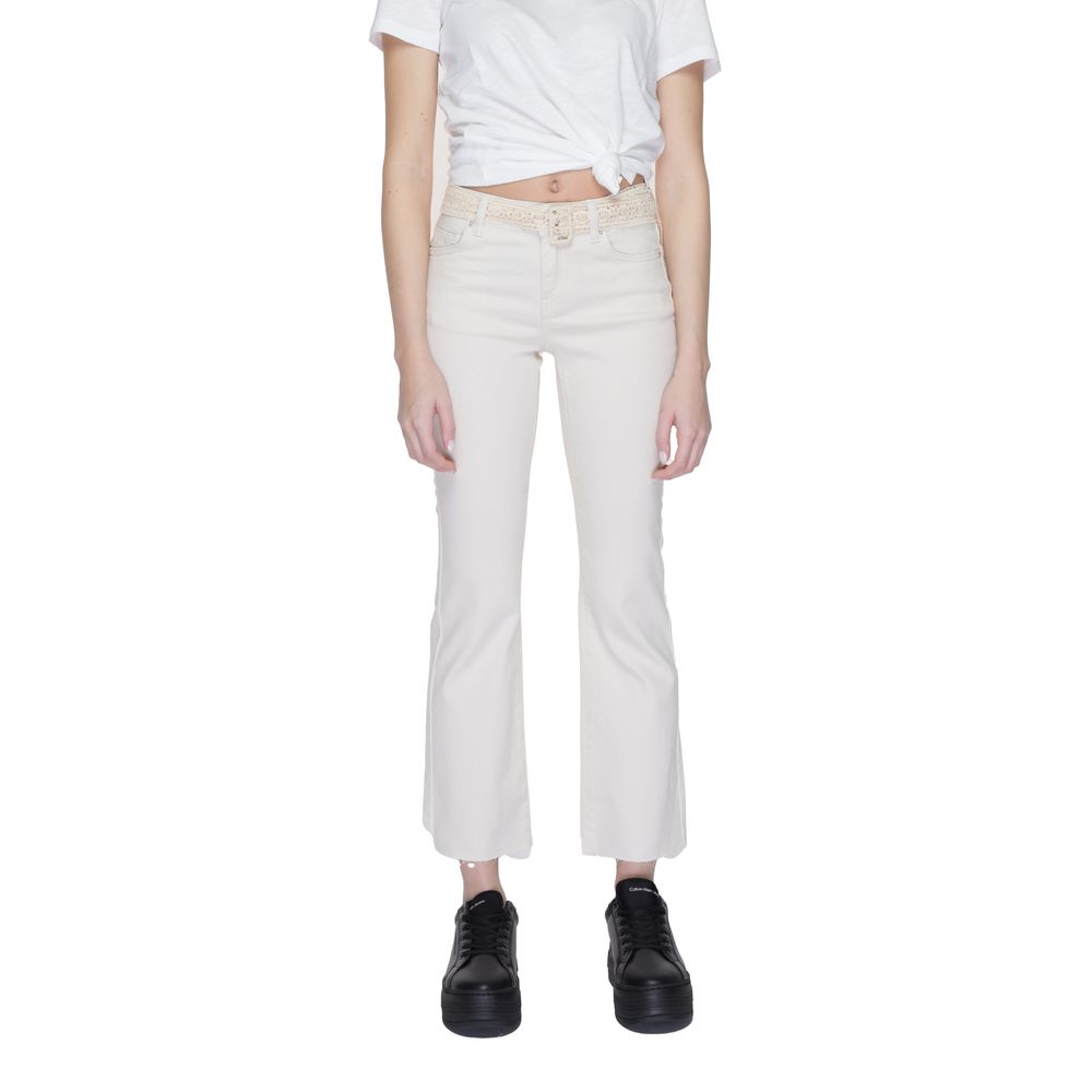 Beige Bootcut-Jeans aus Baumwolle