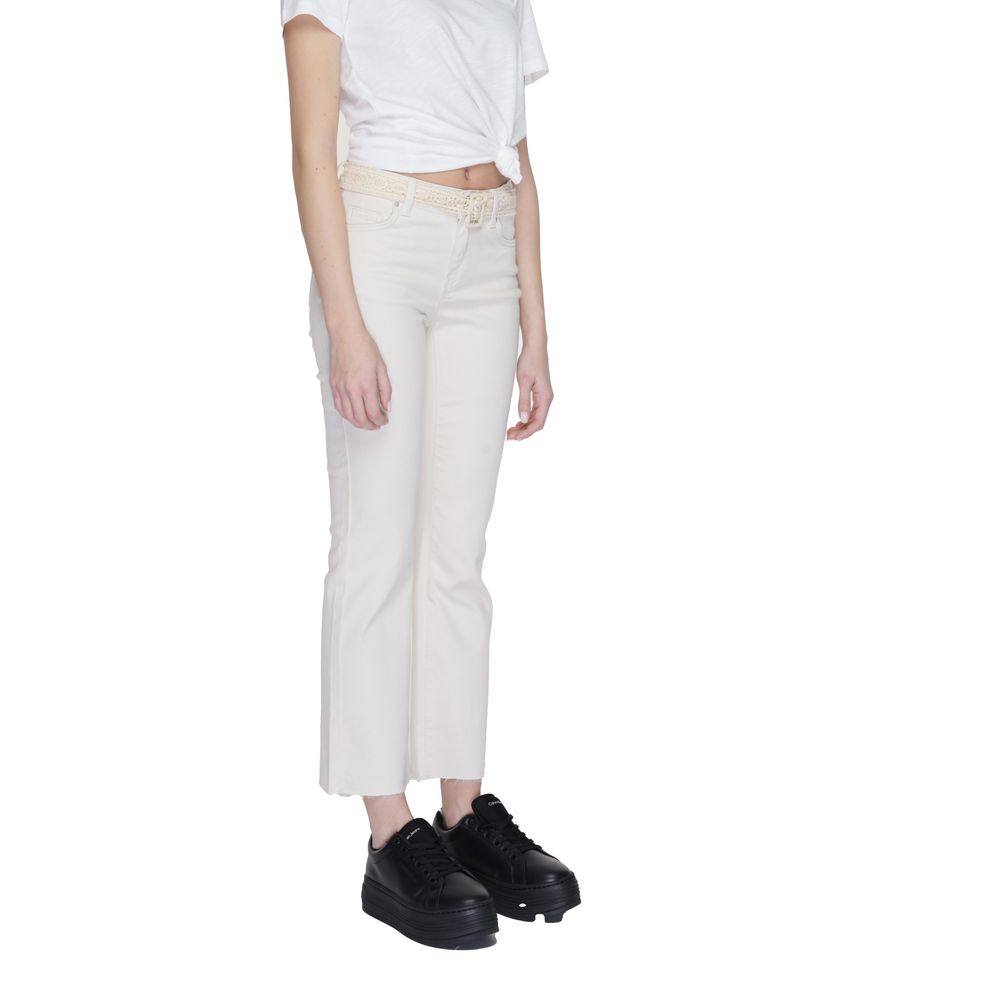 Beige Bootcut-Jeans aus Baumwolle