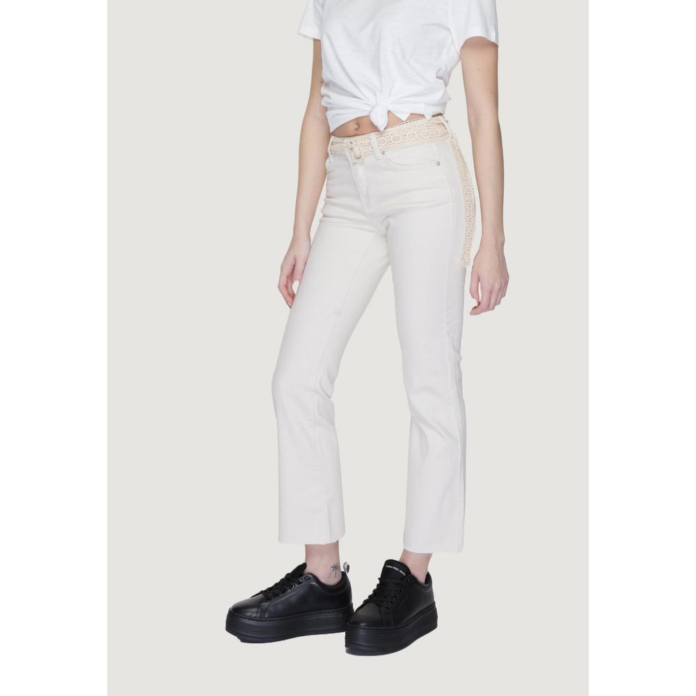 Beige Bootcut-Jeans aus Baumwolle