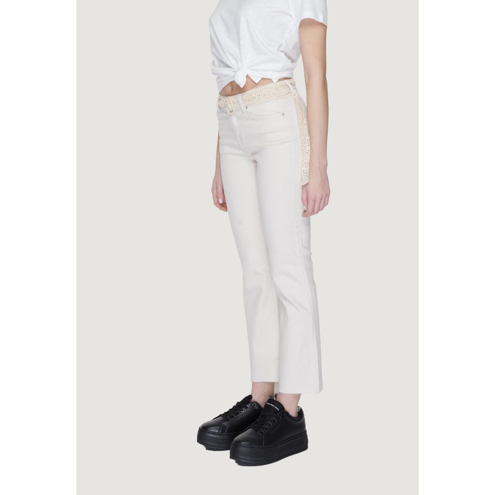 Beige Bootcut-Jeans aus Baumwolle