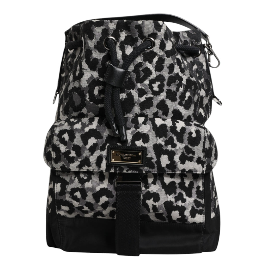 Mehrfarbige Hobo-Umhängetasche aus Jacquard mit Leopardenmuster