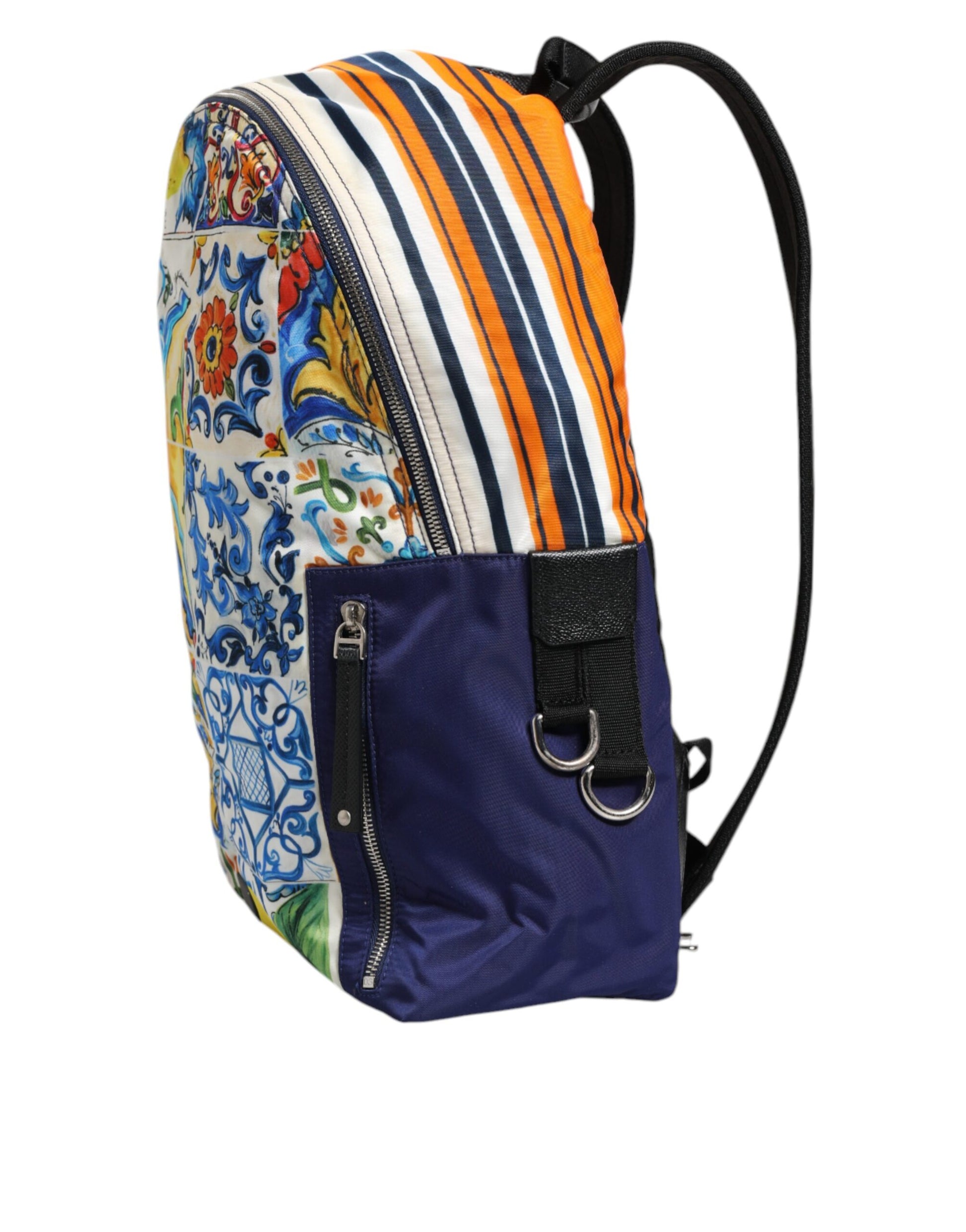 Mehrfarbiger Schulrucksack aus Nylon mit Majolika-Print