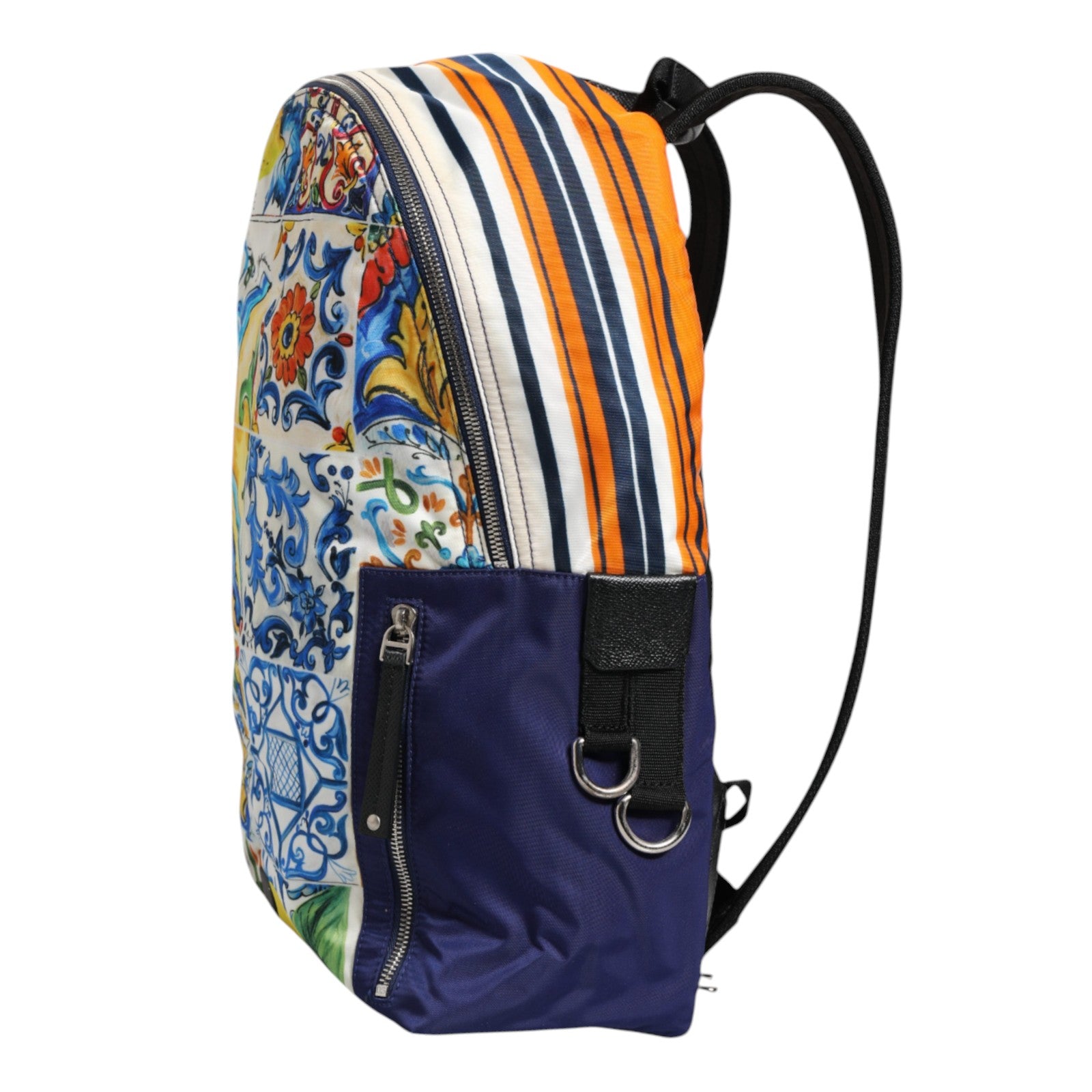 Mehrfarbiger Schulrucksack aus Nylon mit Majolika-Print