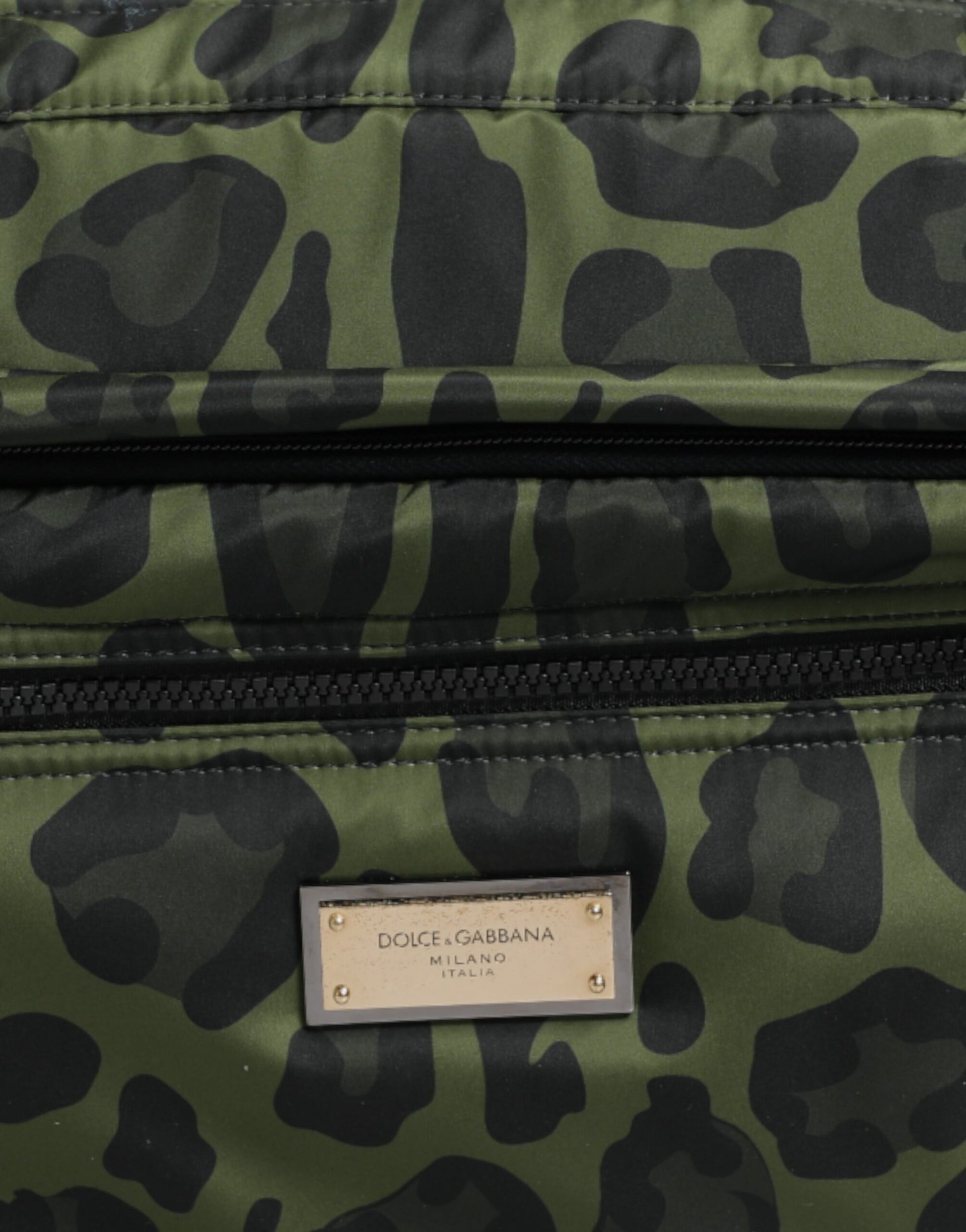 Grüne Polyester-Umhängetasche mit Leopardenmuster