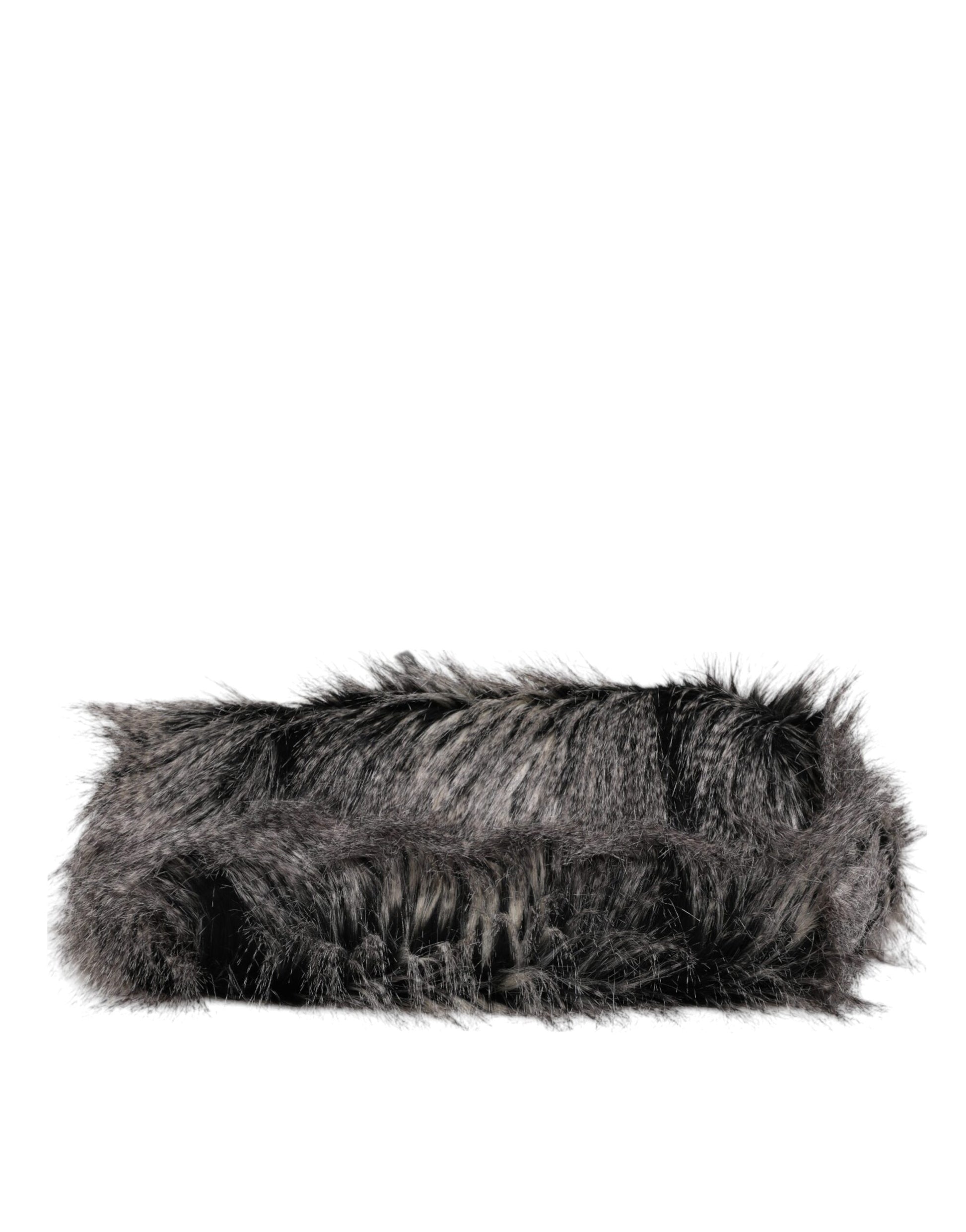 Schwarze Oversize-Einkaufstasche aus Kunstfell