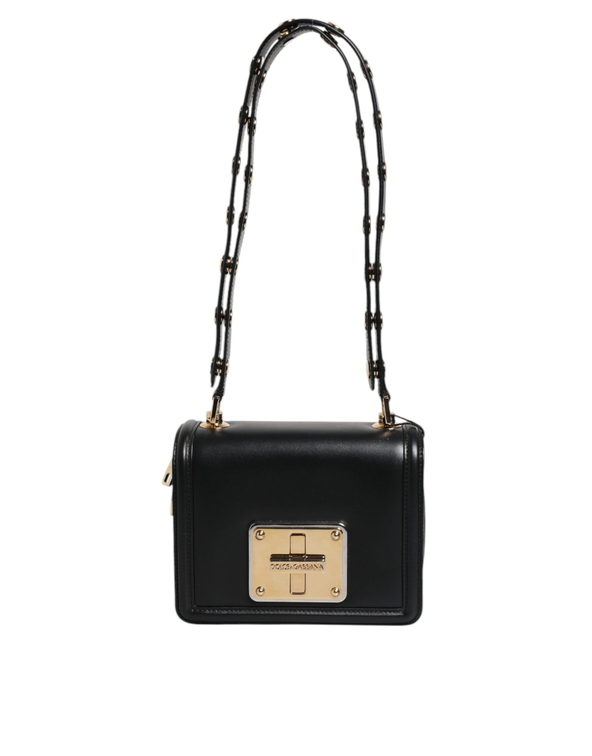 Schwarze Umhängetasche „Lola“ aus Leder mit Nieten von Joy Therapy