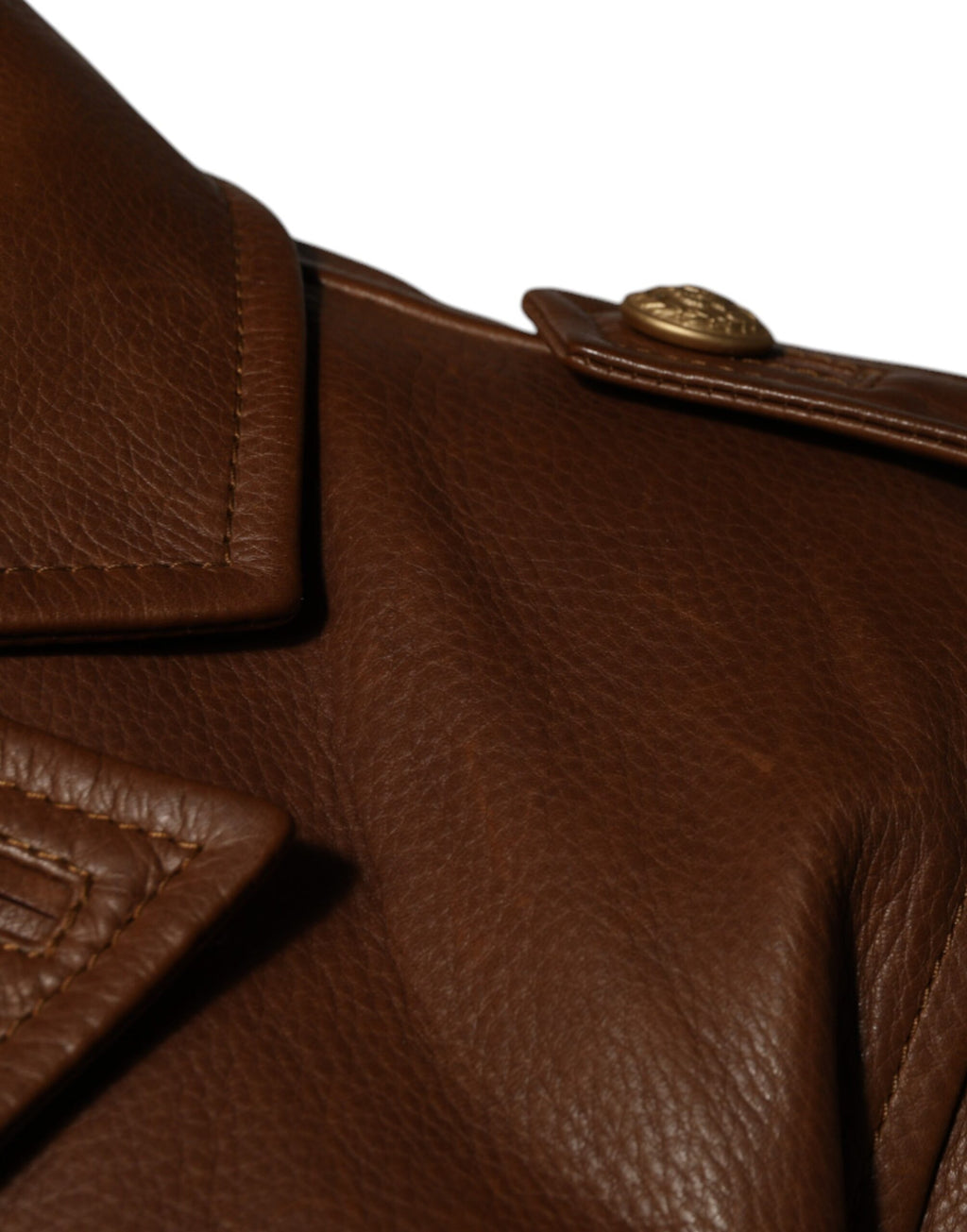 Braune Button-Down-Jacke aus Kalbsleder