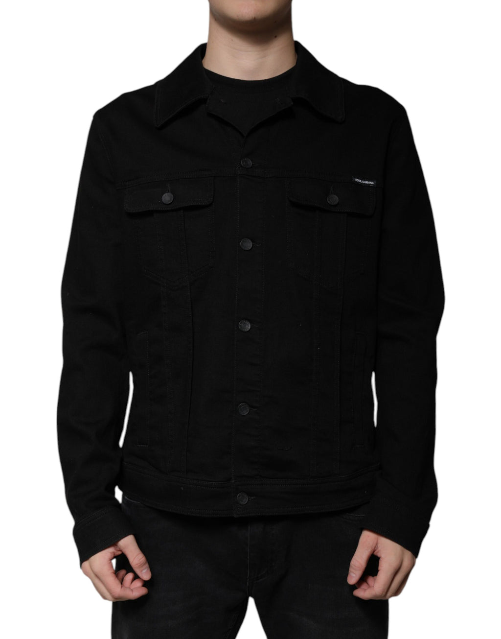 Schwarze DG-Jeansjacke aus Baumwollstretch