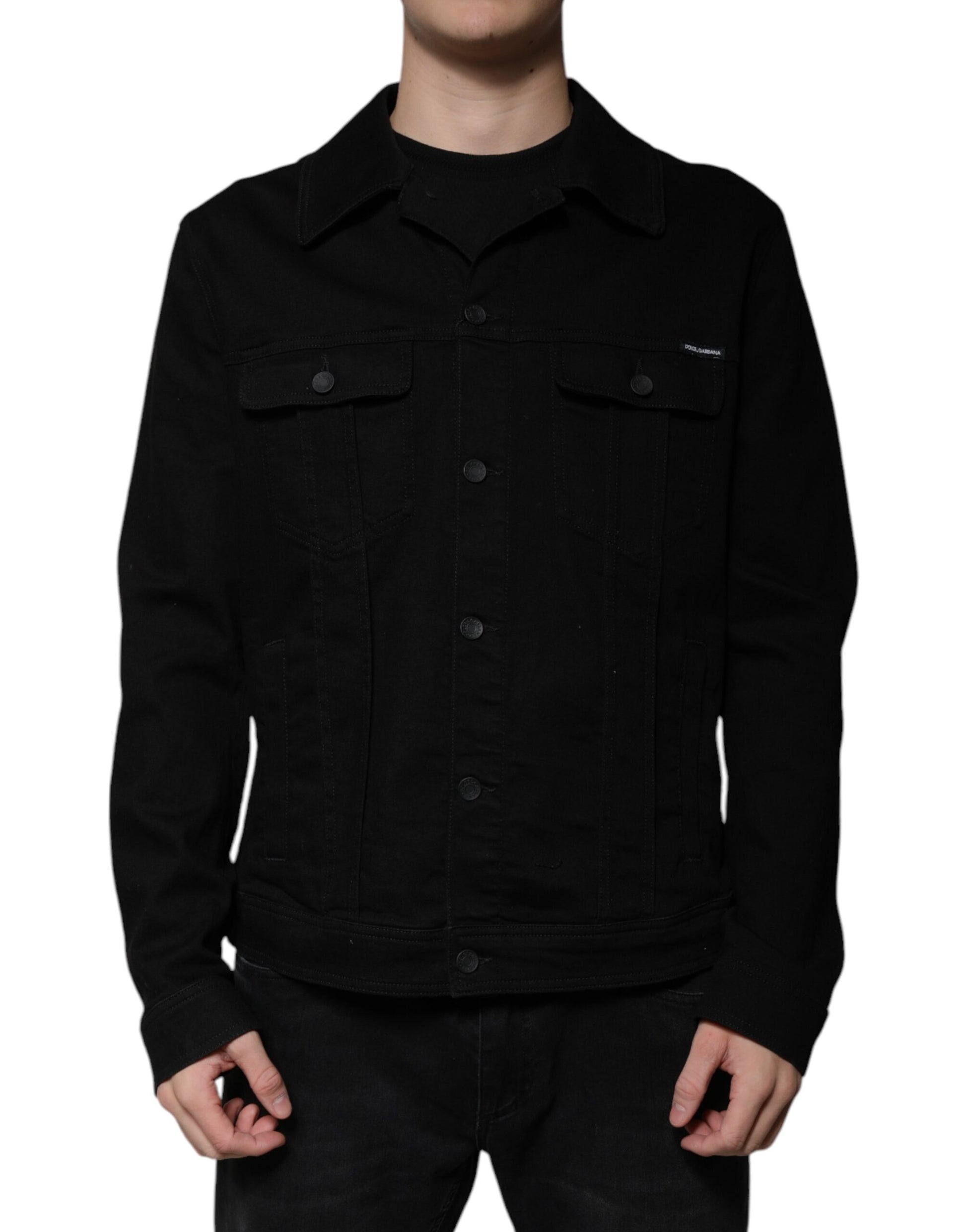 Schwarze DG-Jeansjacke aus Baumwollstretch