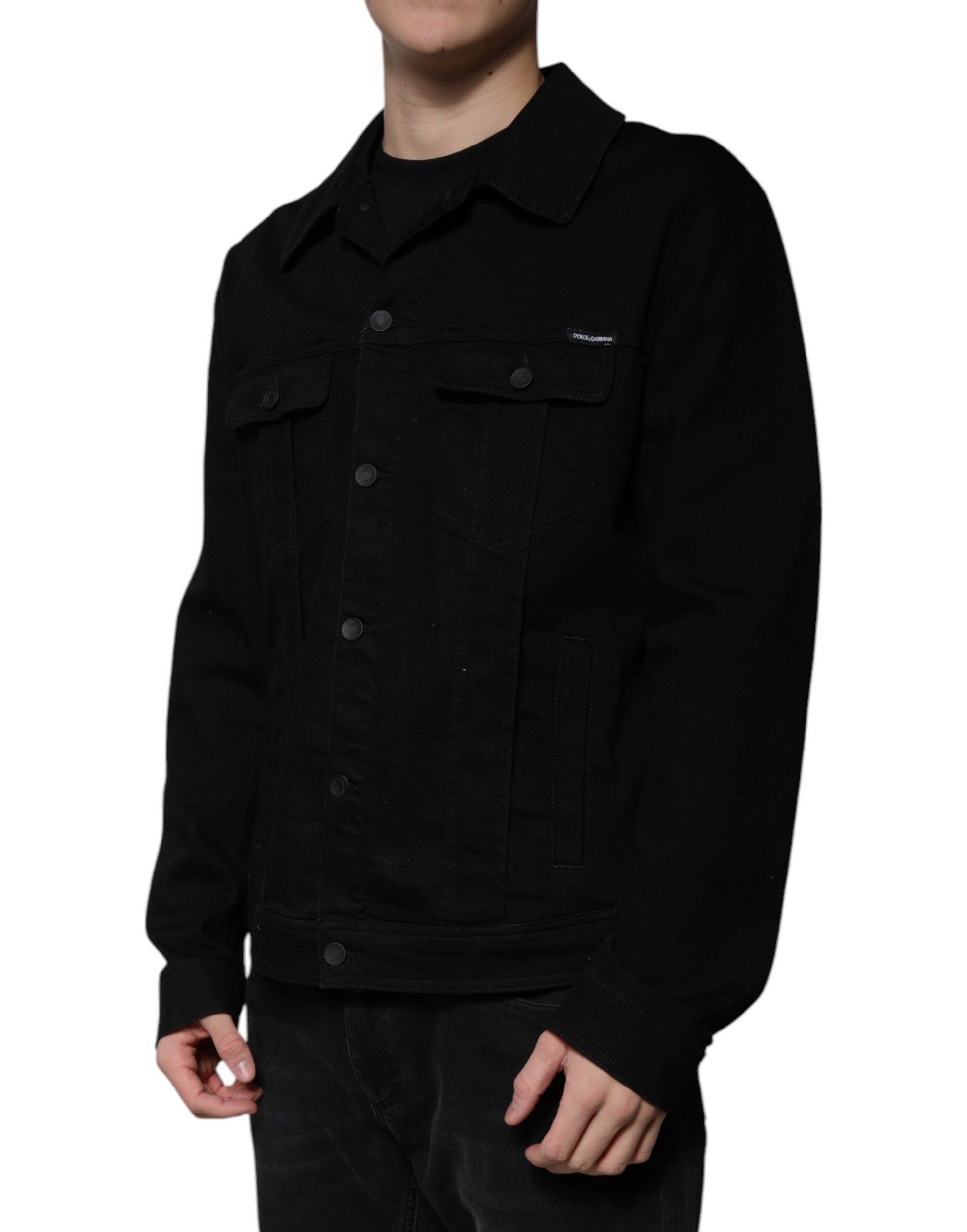 Schwarze DG-Jeansjacke aus Baumwollstretch