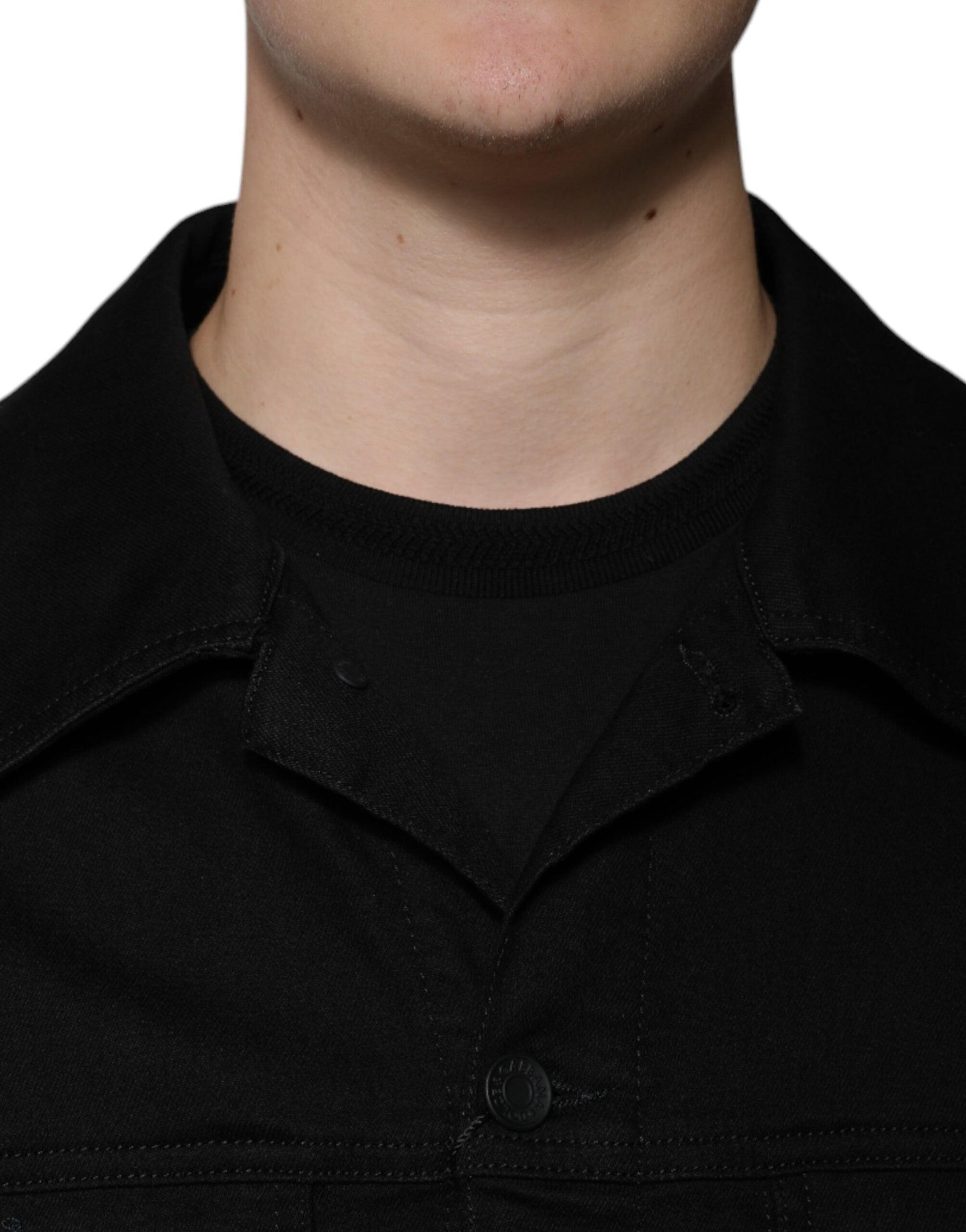 Schwarze DG-Jeansjacke aus Baumwollstretch