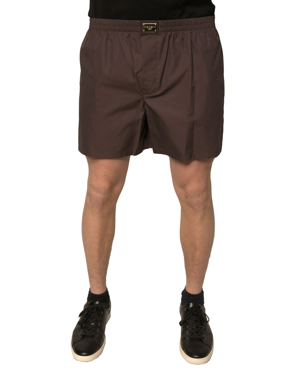 Braune Shorts aus Baumwollmischung für Herren mit mittlerer Taille
