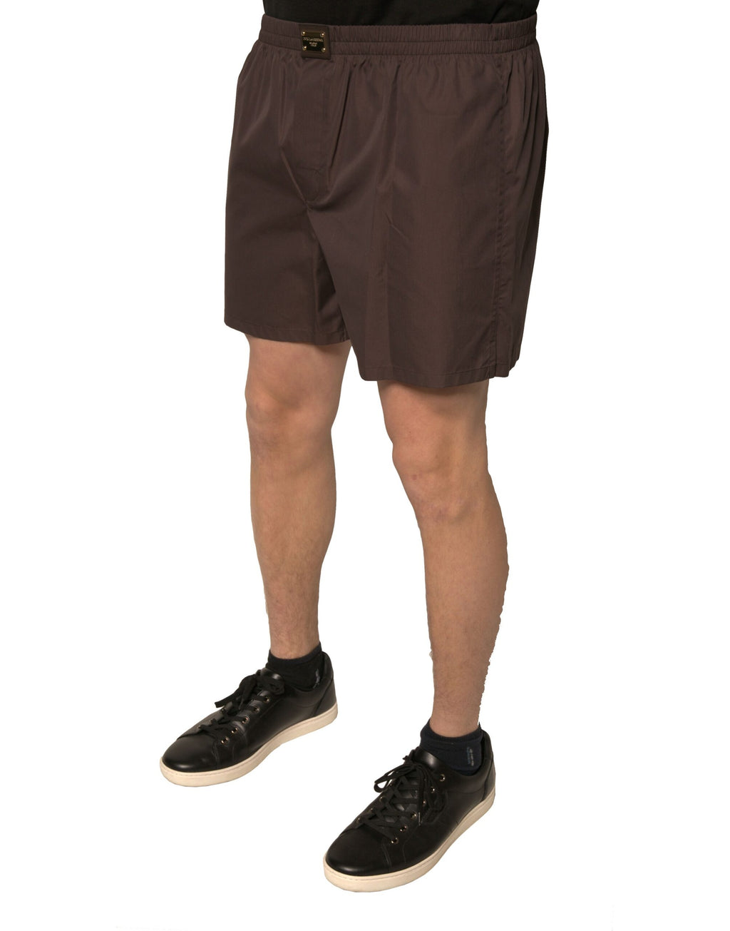 Braune Shorts aus Baumwollmischung für Herren mit mittlerer Taille