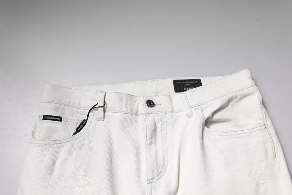 Weiße Skinny-Jeans aus Baumwolle