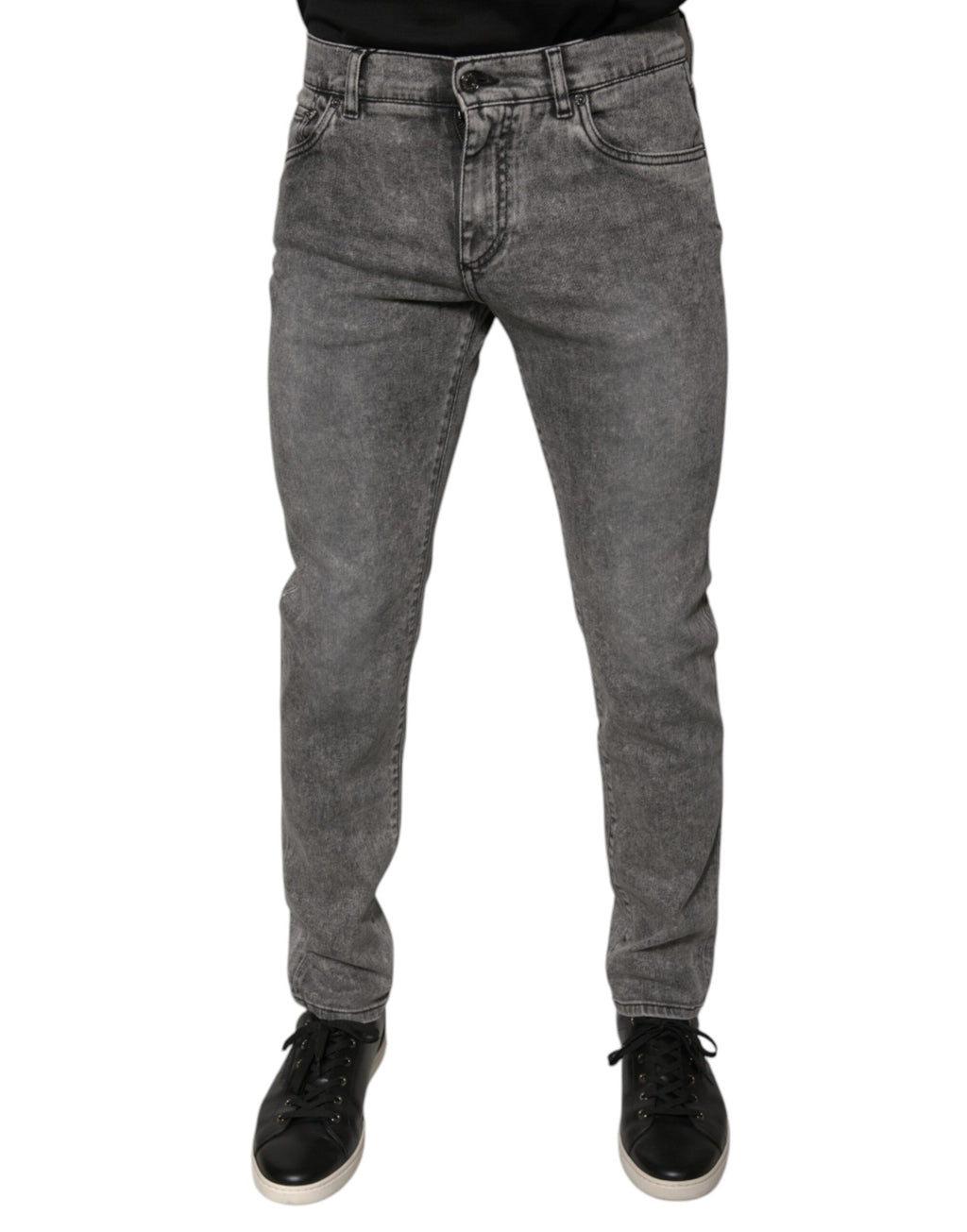 Graue Skinny-Jeans aus verwaschener Baumwolle