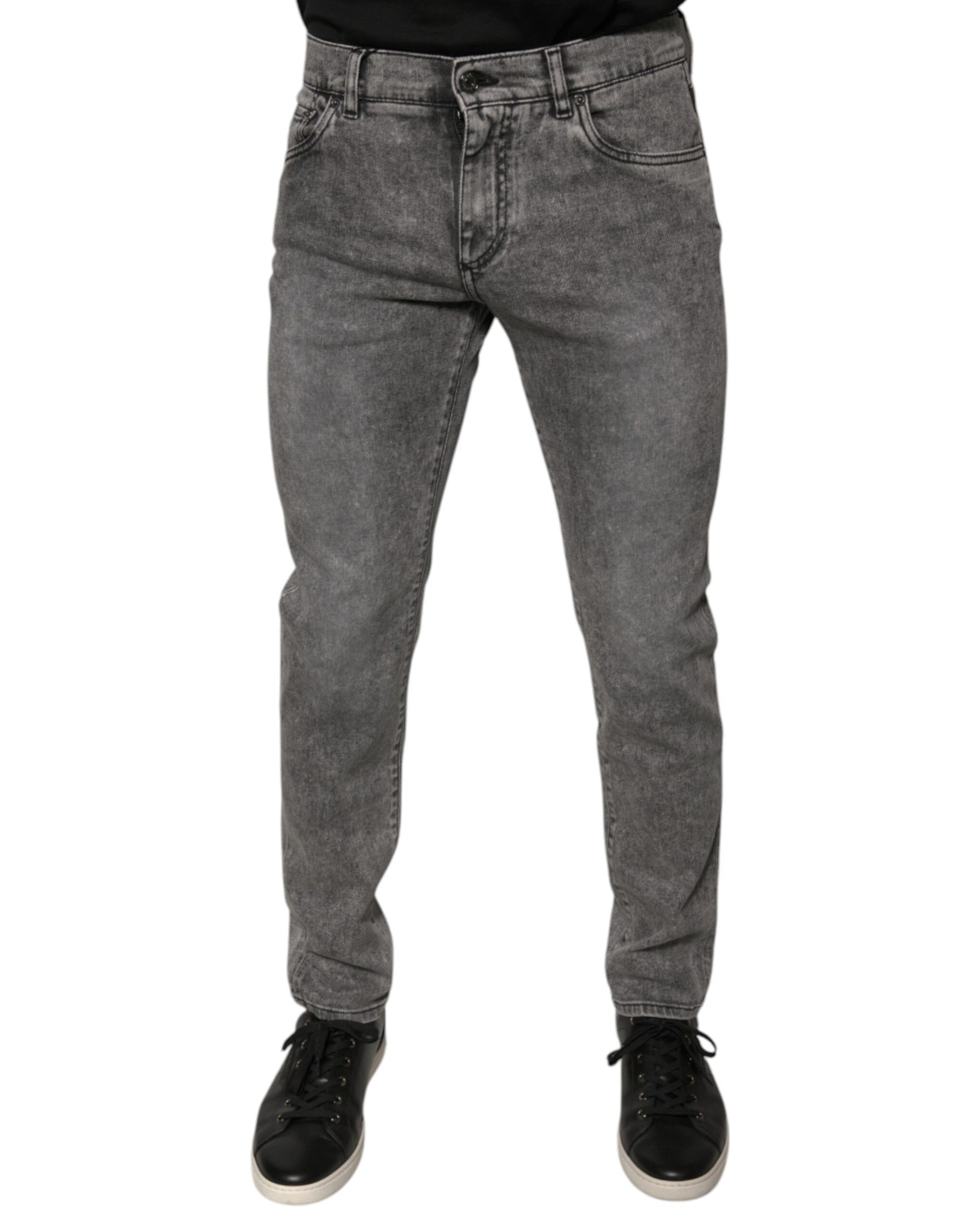 Graue Skinny-Jeans aus verwaschener Baumwolle