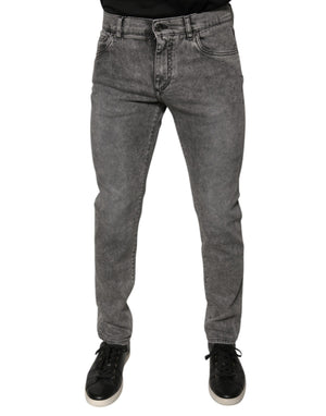 Graue Skinny-Jeans aus verwaschener Baumwolle