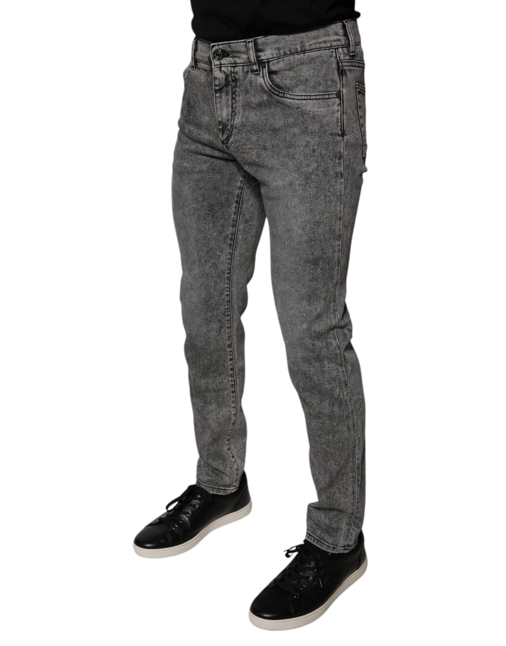 Graue Skinny-Jeans aus verwaschener Baumwolle