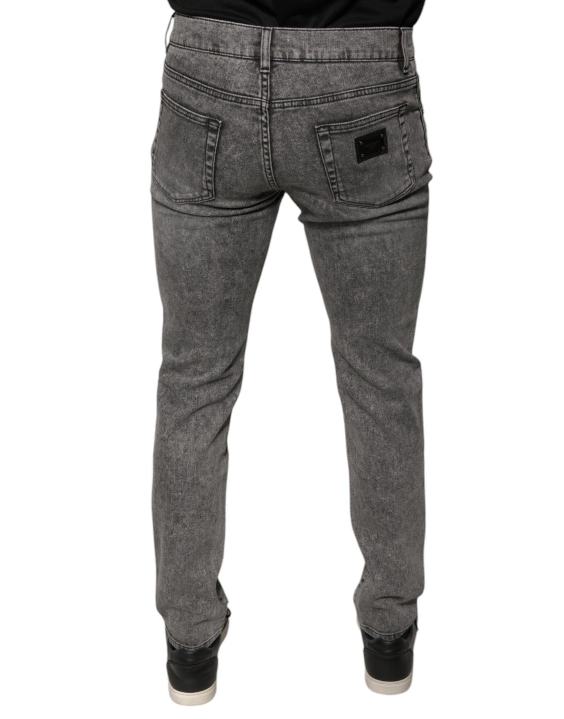 Graue Skinny-Jeans aus verwaschener Baumwolle
