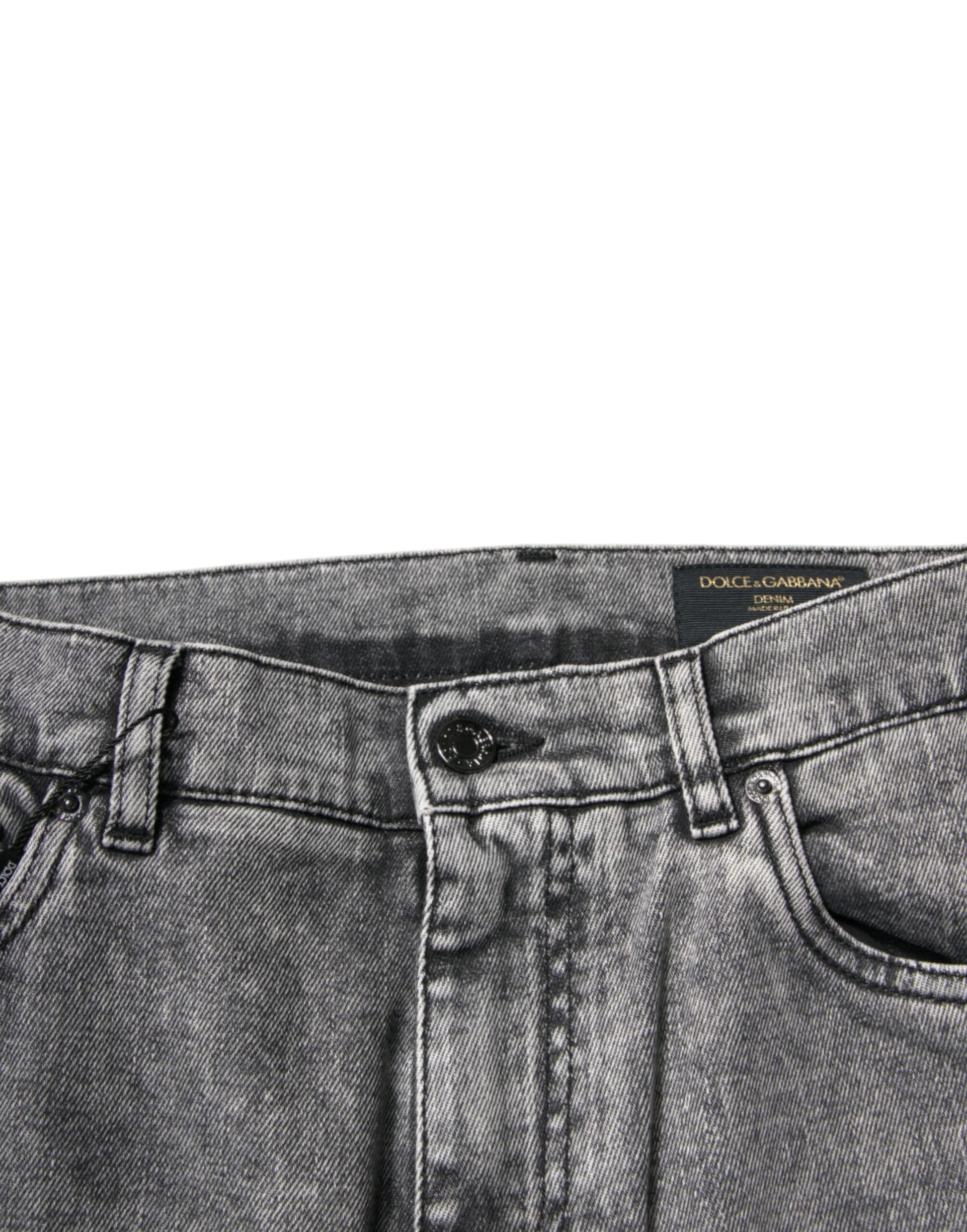 Graue Skinny-Jeans aus verwaschener Baumwolle