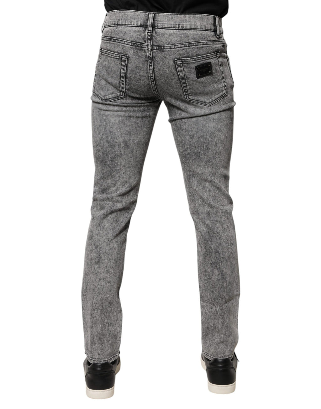 Graue Slim Fit-Jeans aus Baumwolle mit Logo-Schild