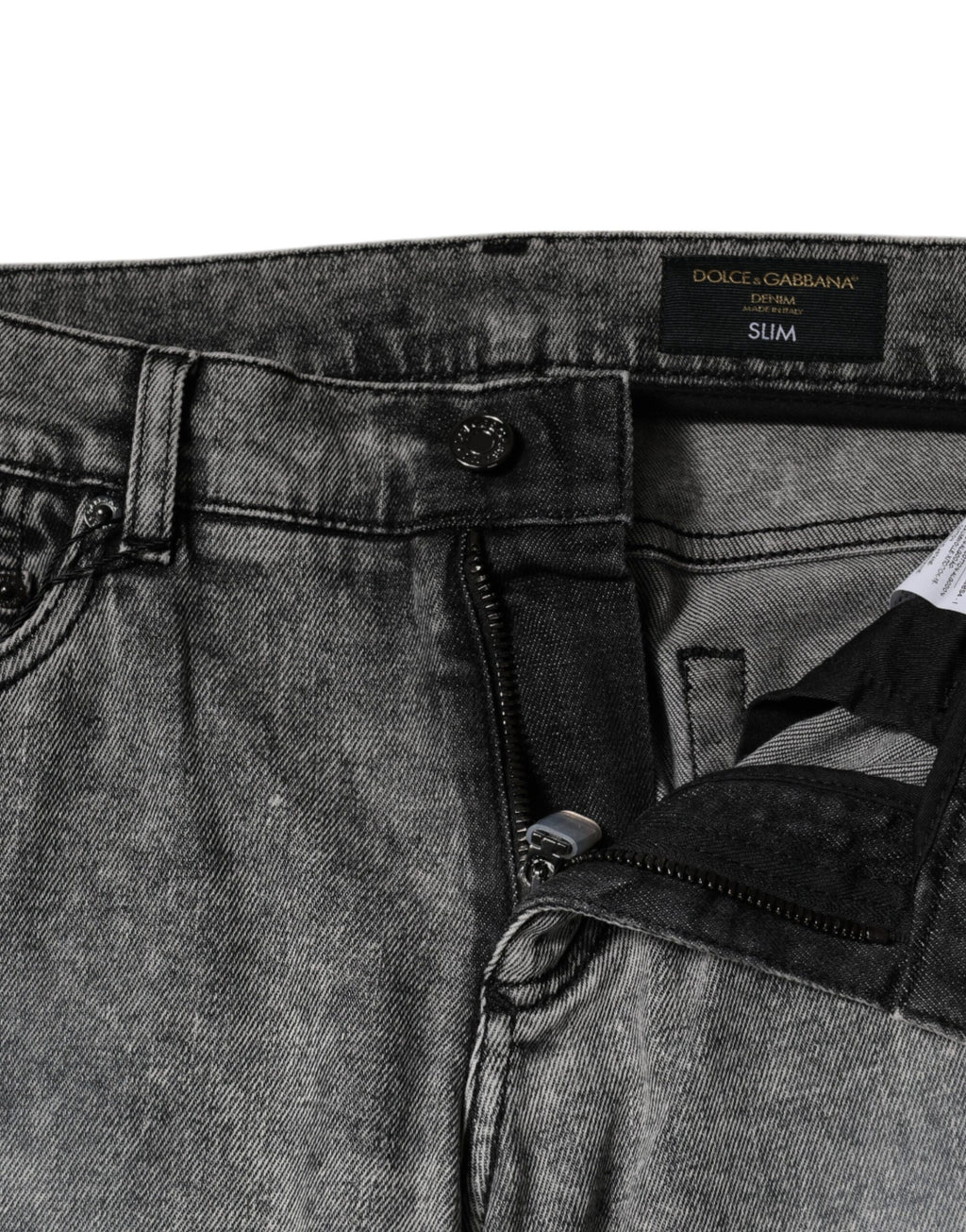 Graue Slim Fit-Jeans aus Baumwolle mit Logo-Schild