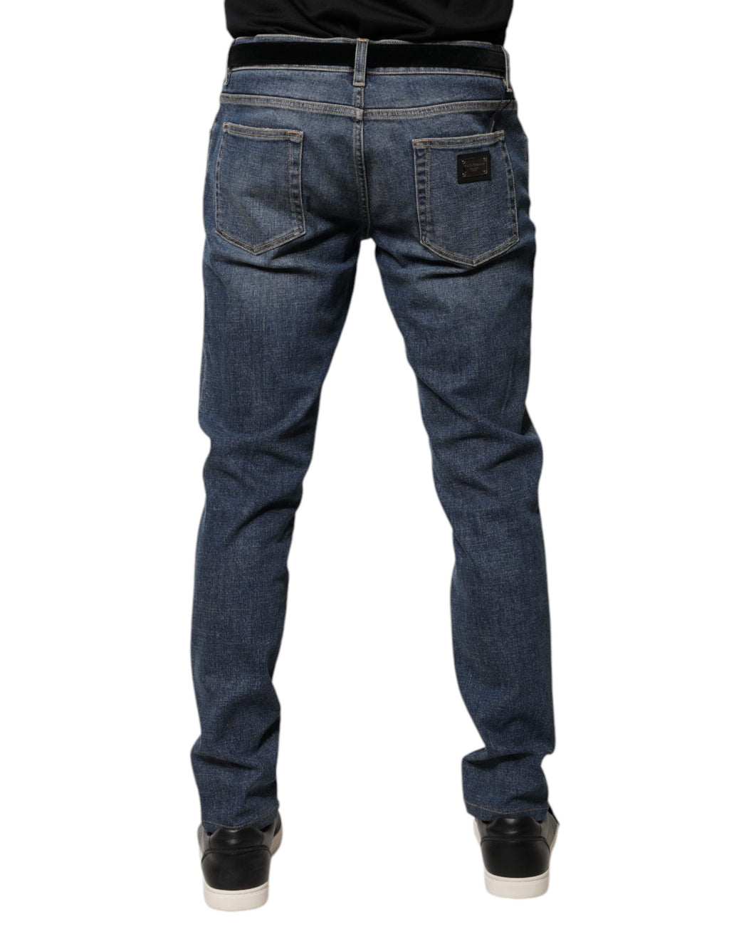 Blaue Skinny-Jeans aus Baumwolle mit Logo-Schild