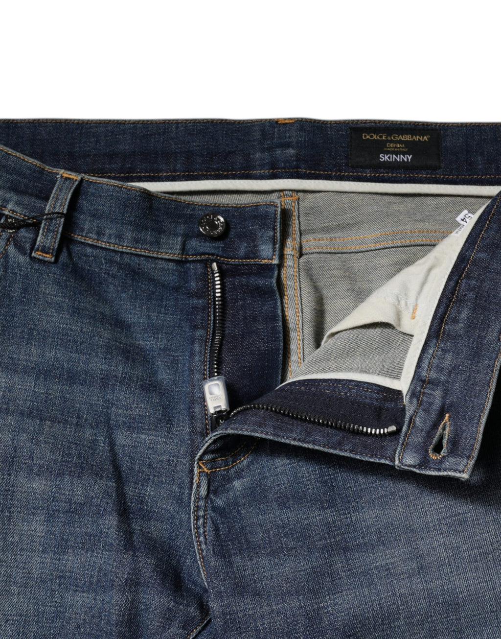 Blaue Skinny-Jeans aus Baumwolle mit Logo-Schild
