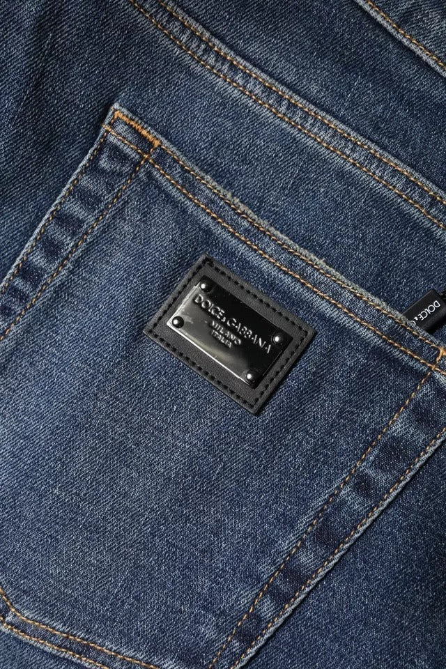 Blaue Skinny-Jeans aus Baumwolle mit Logo-Schild