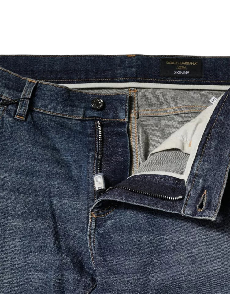 Blaue Skinny-Jeans aus Baumwolle mit Logo-Schild