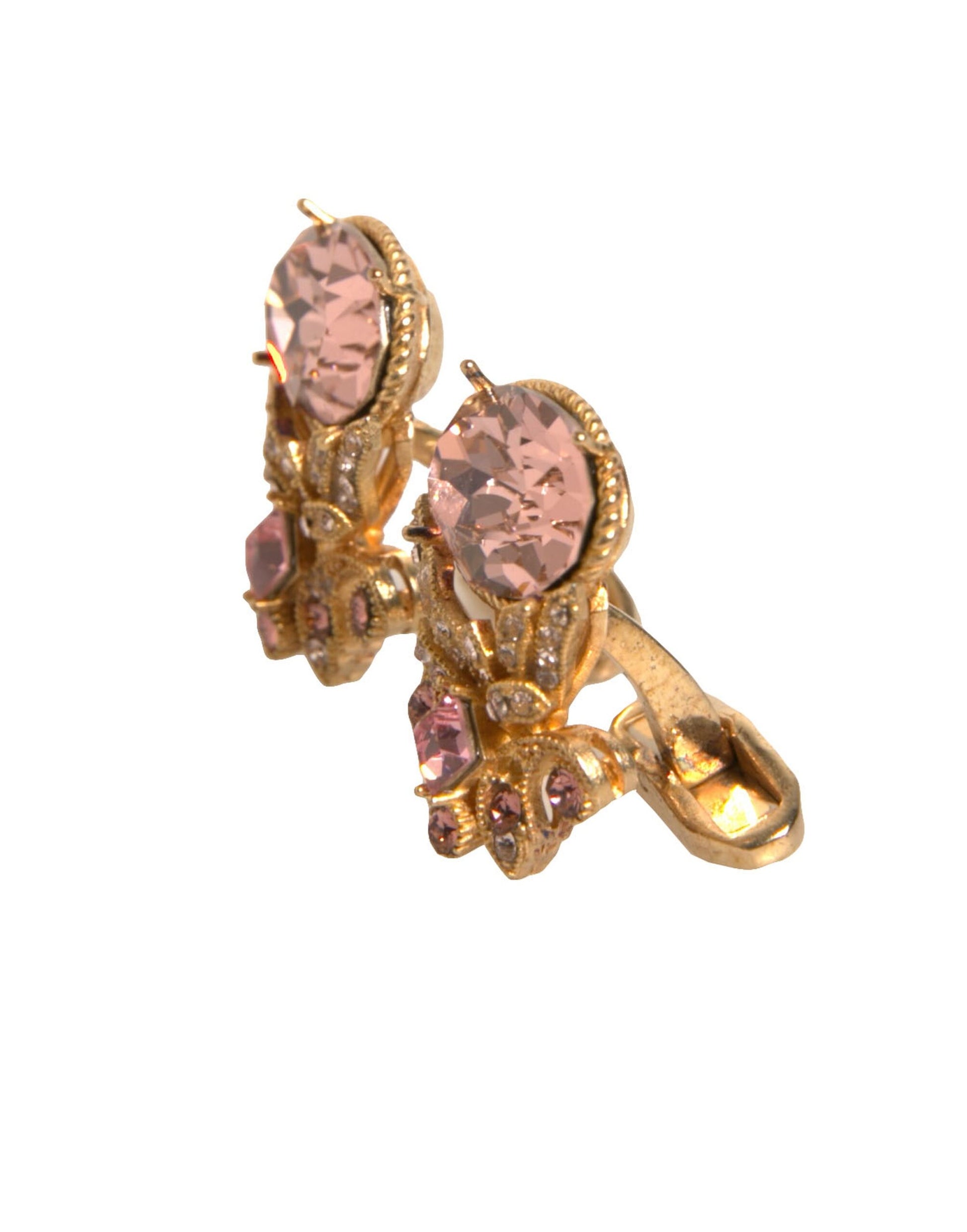 Goldfarbene Manschettenknöpfe aus 925er Sterlingsilber mit Kristall