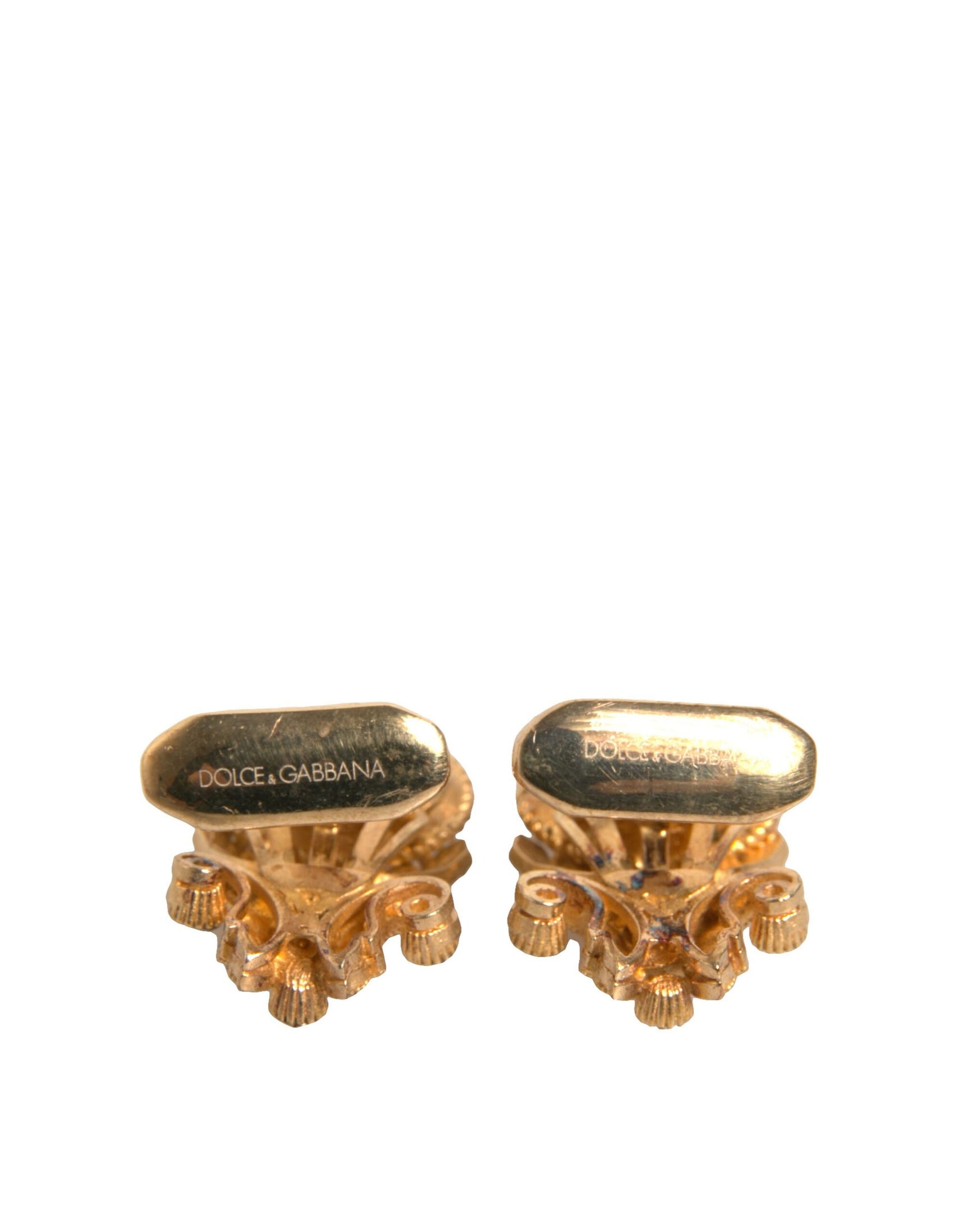 Goldfarbene Manschettenknöpfe aus 925er Sterlingsilber mit Kristall