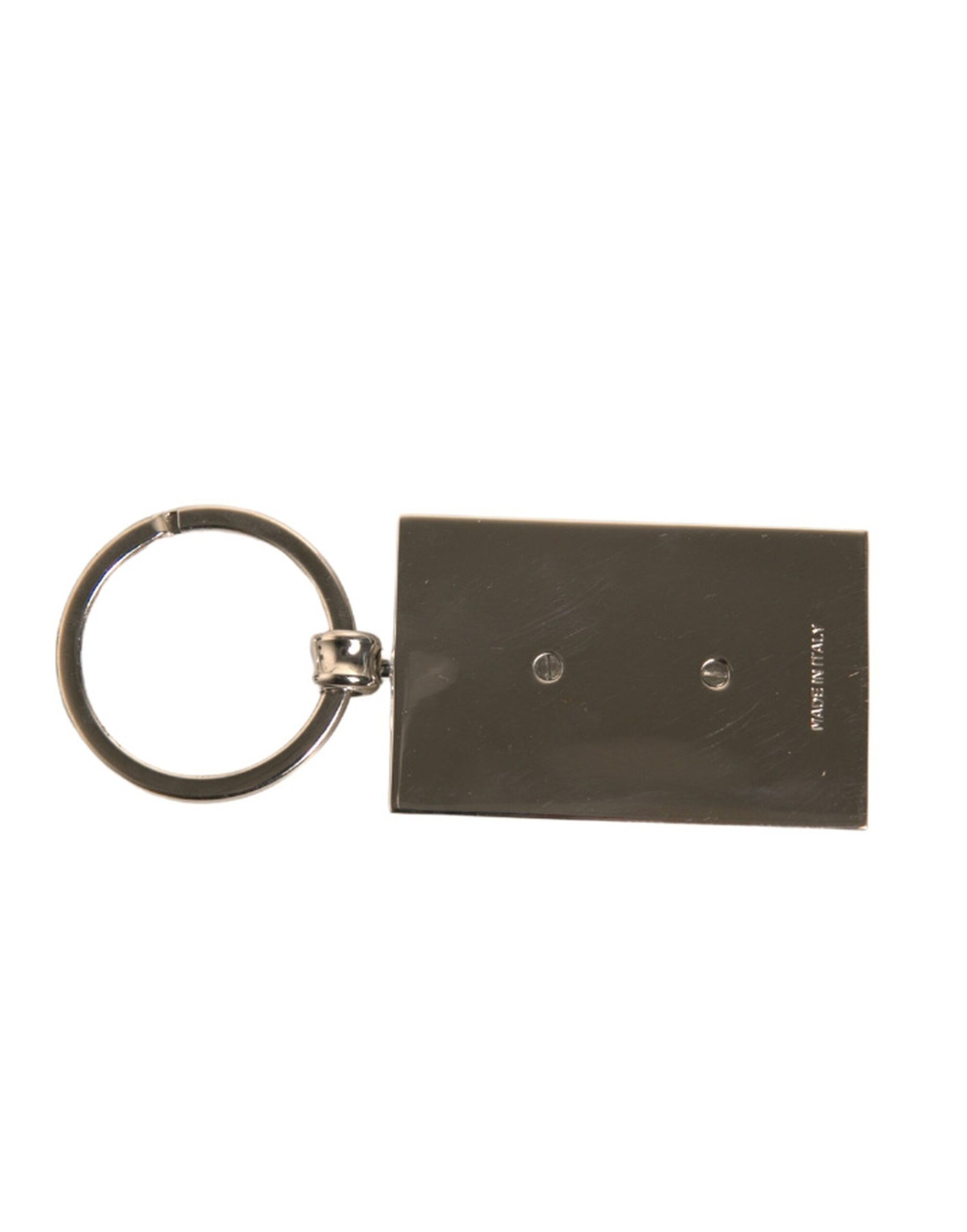 Schlüsselanhänger mit Logo aus schwarzem Leder und Metallring