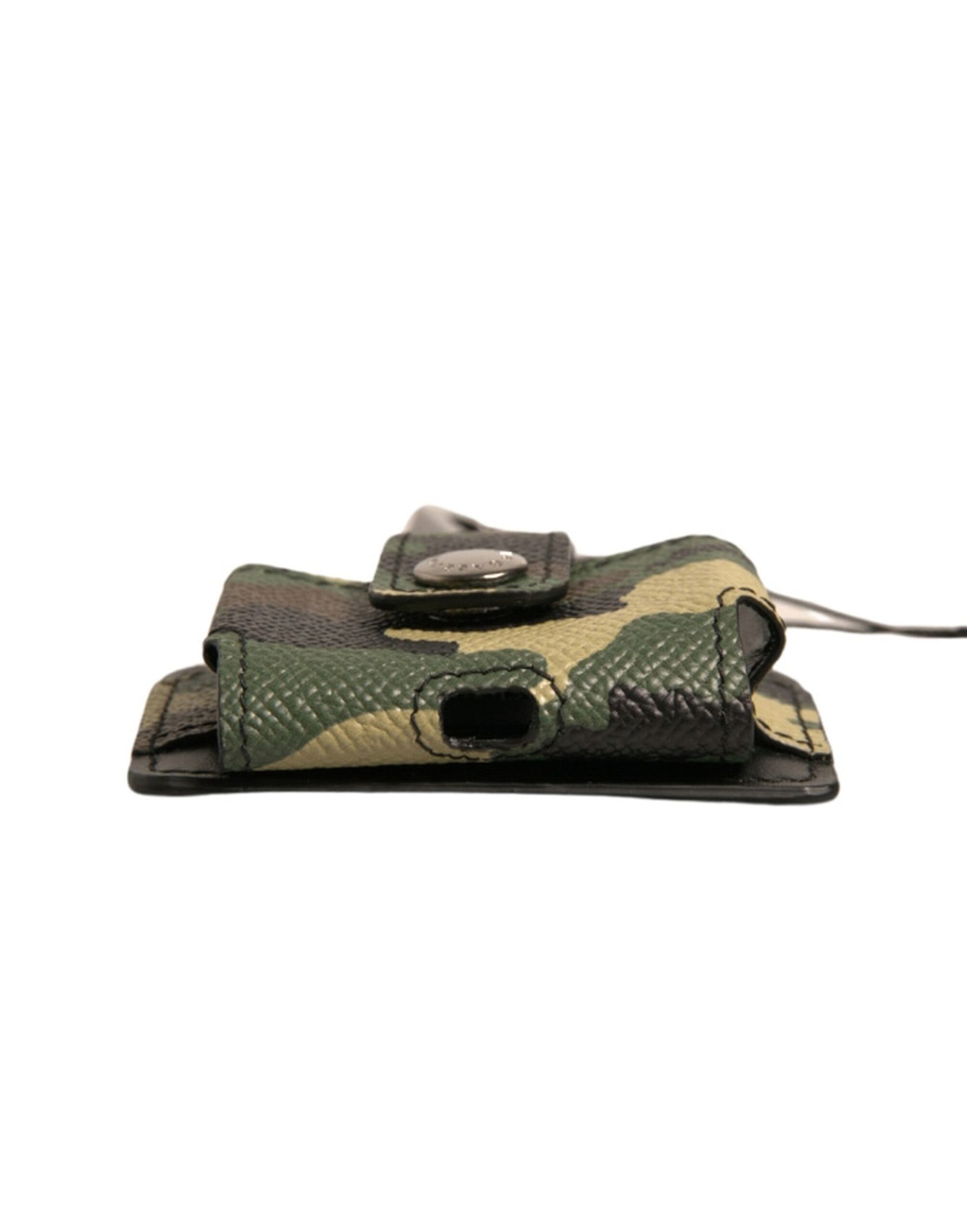 Mehrfarbige Airpods-Hülle aus Camouflage-Leder und Metall