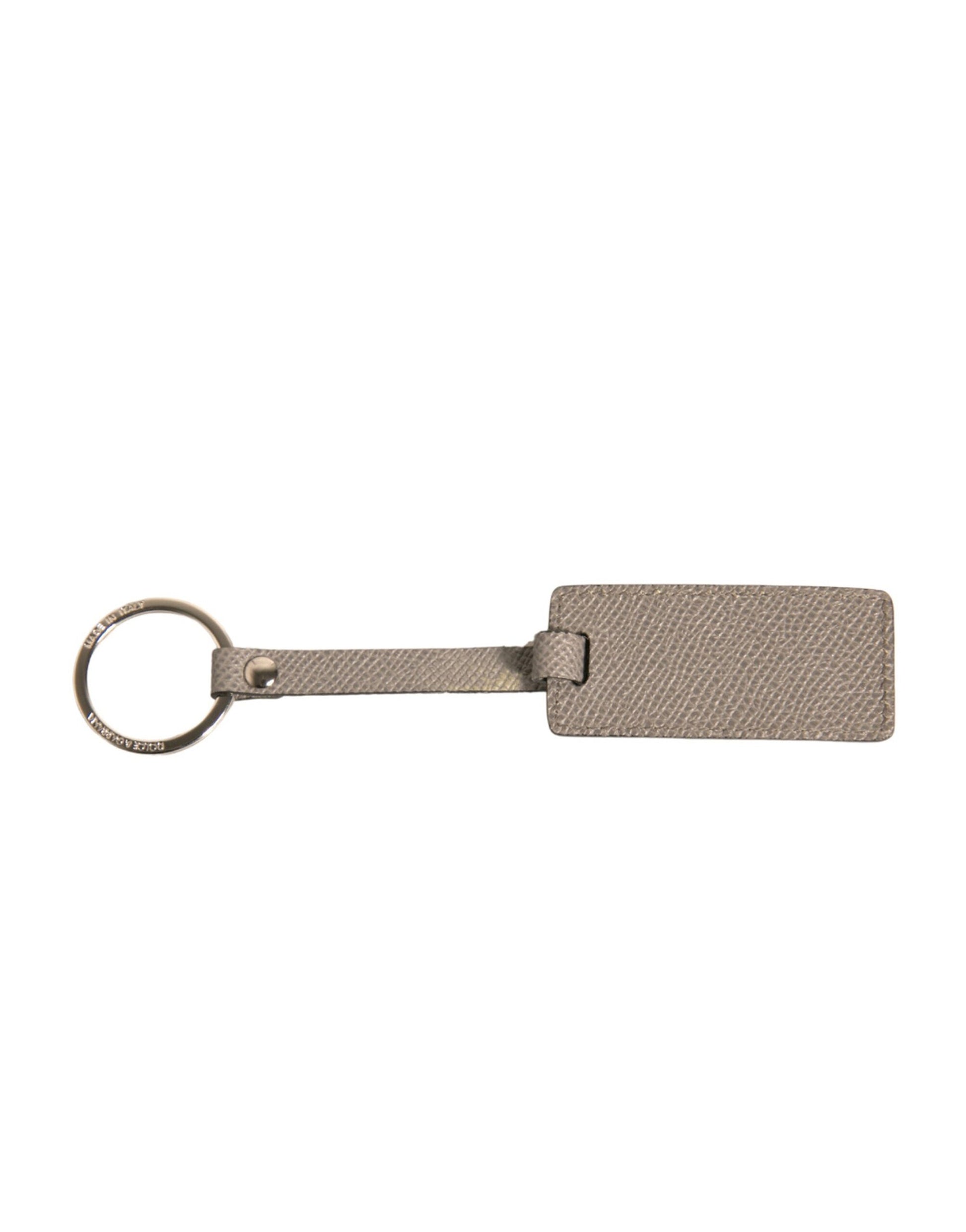 Beige DG Logo Leder Gold Metall Männer Schlüsselanhänger