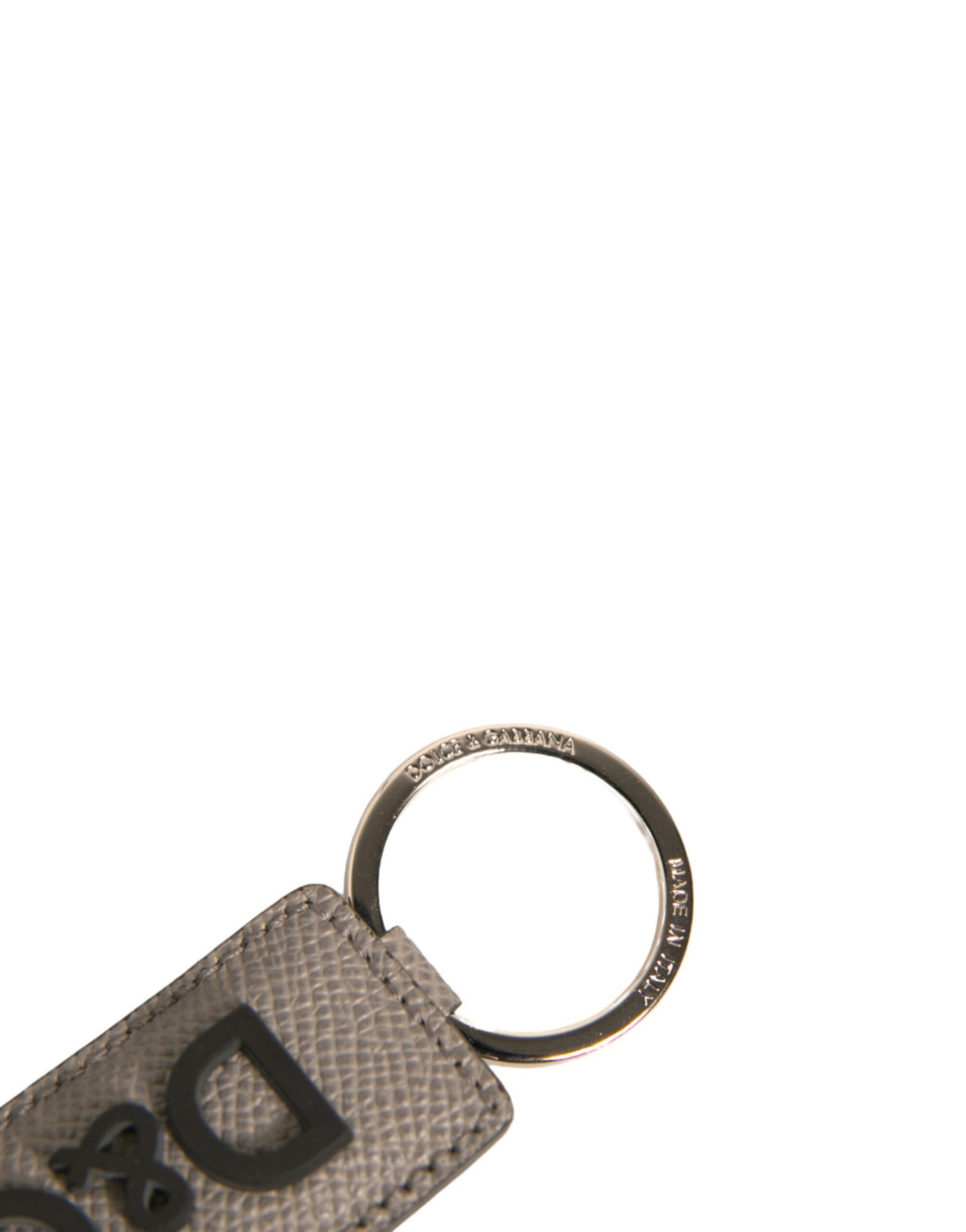Beige DG Logo Leder Gold Metall Männer Schlüsselanhänger