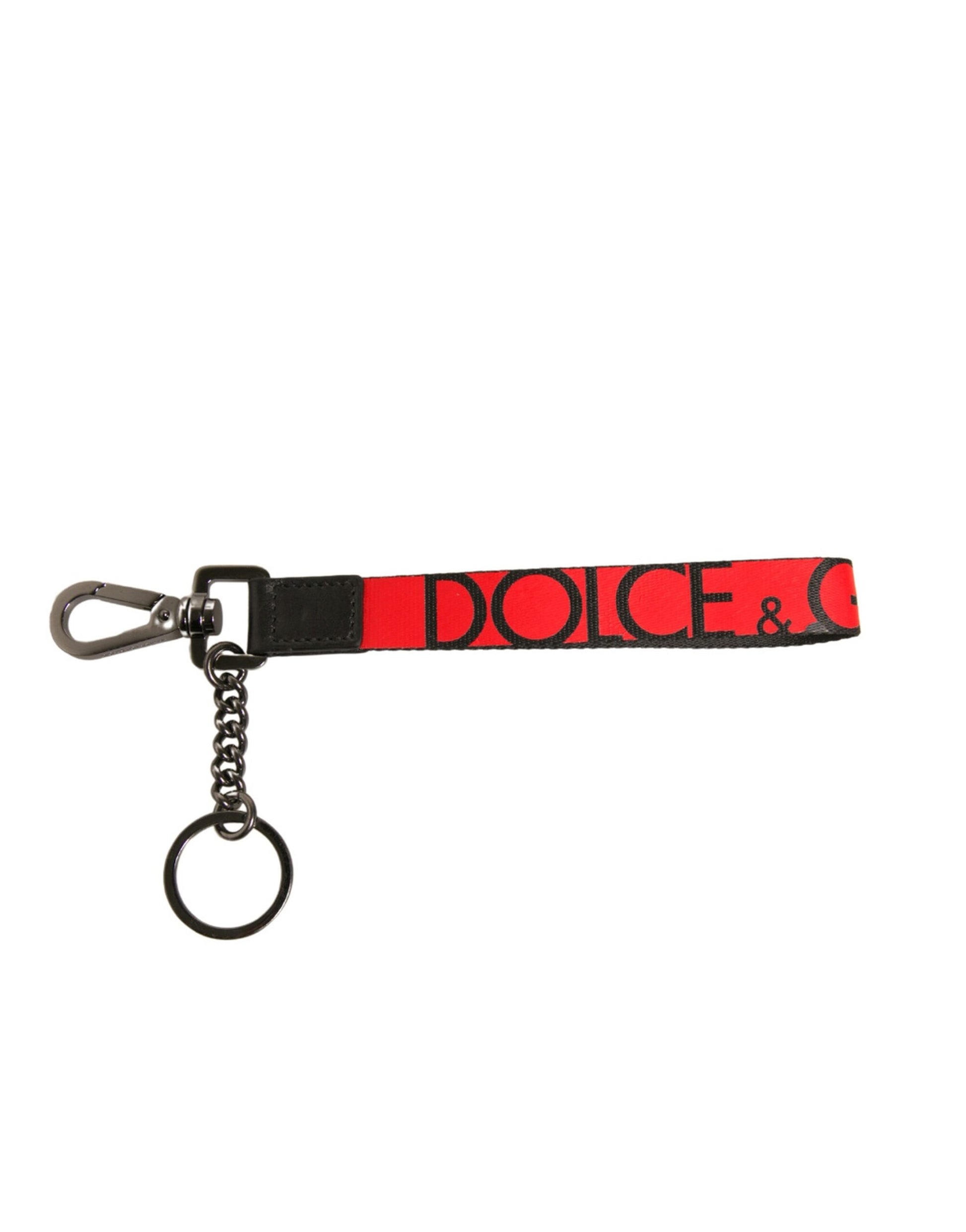Schlüsselanhänger mit rotem Logo, Leder, silberfarbenem Messing