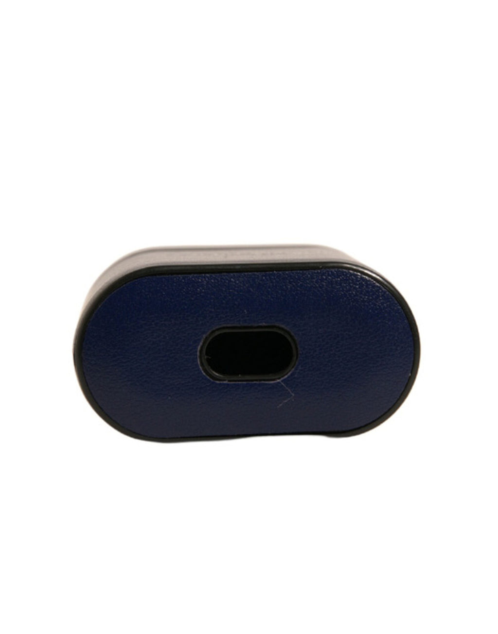 Blaues Airpods-Etui aus Leder mit Logo-Print