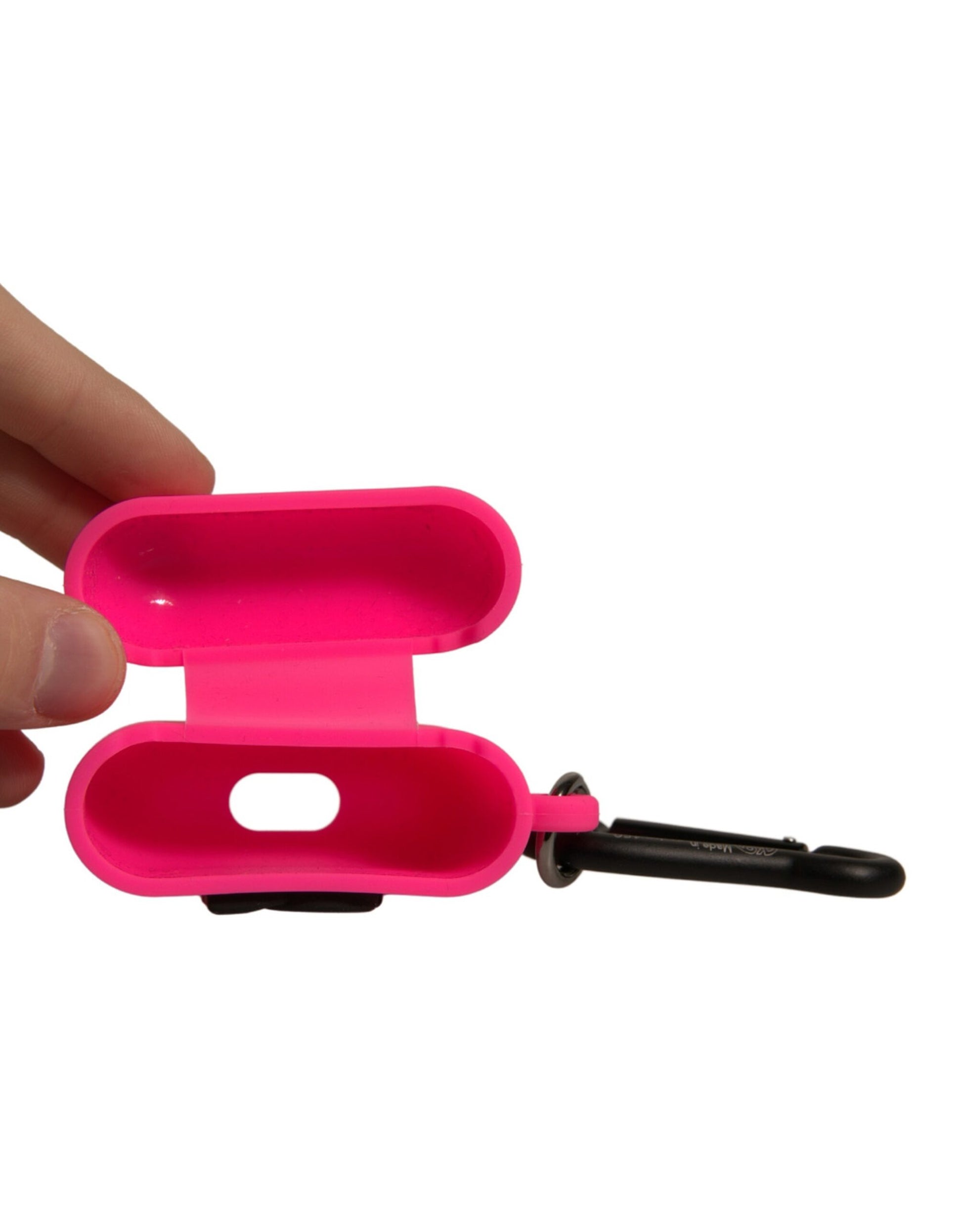 Rosa Airpods-Hülle aus Silikonkautschuk mit Logoprägung