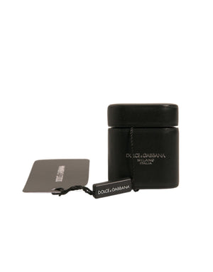 Schwarze Airpods-Hülle mit Flip-Halter aus PVC mit Logo-Print