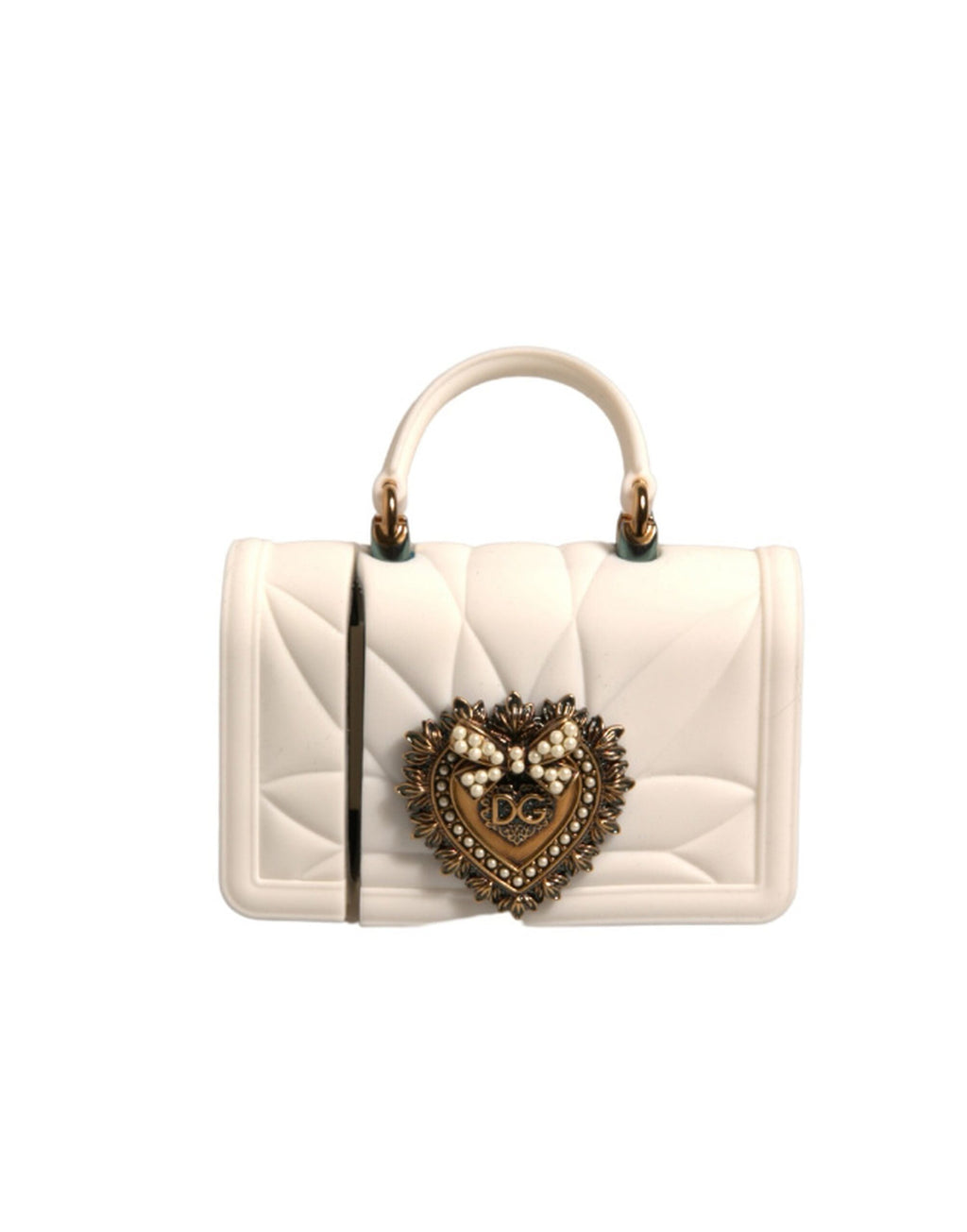 Weiße Silikonhülle mit Herzmotiv, Handtasche, Airpod-Hülle