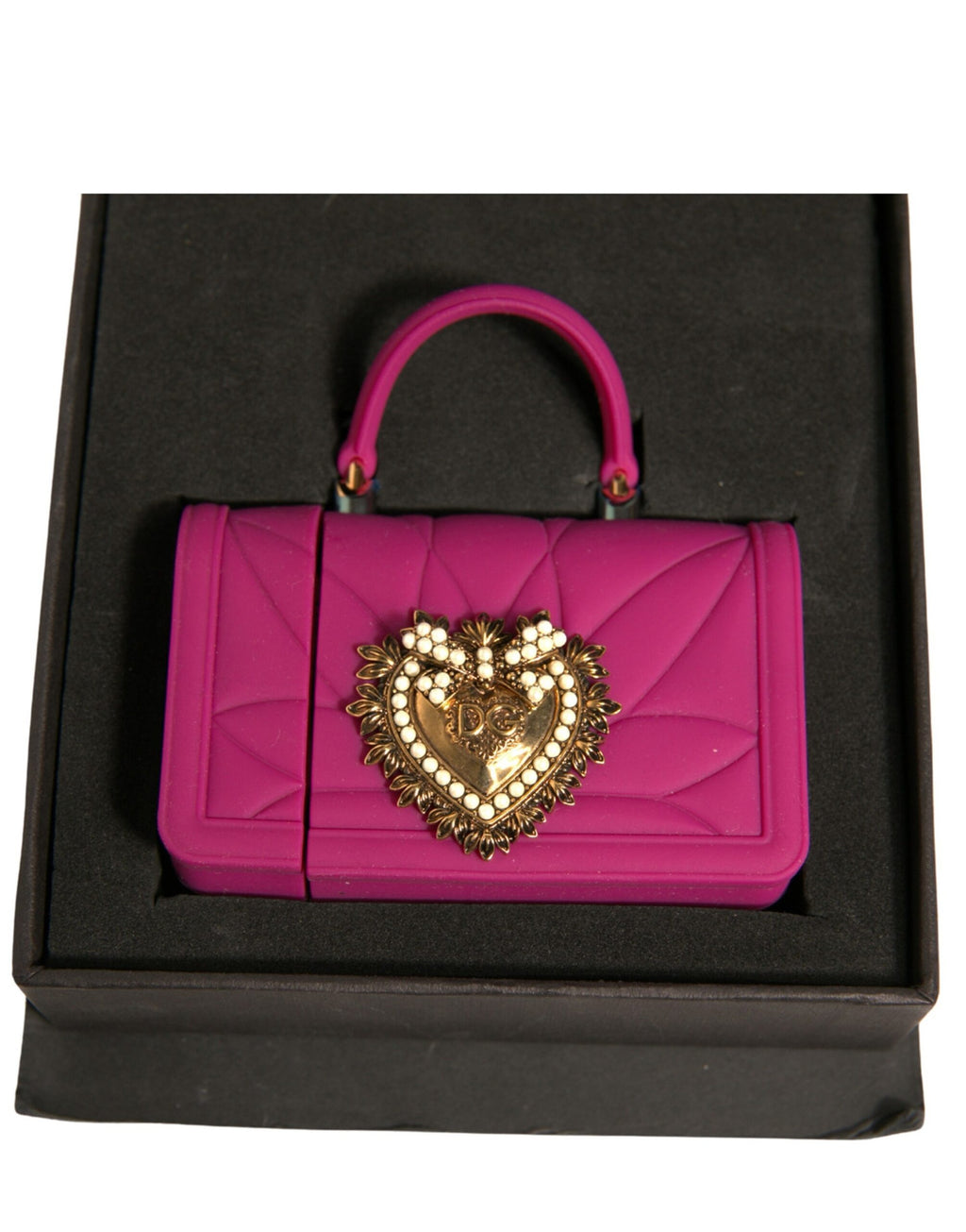 Pinke Silikonhülle mit Herzmotiv, Handtasche, Airpod-Hülle