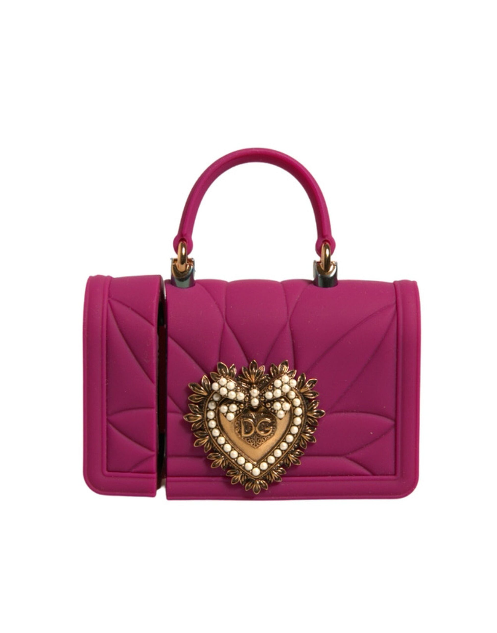 Pinke Silikonhülle mit Herzmotiv, Handtasche, Airpod-Hülle