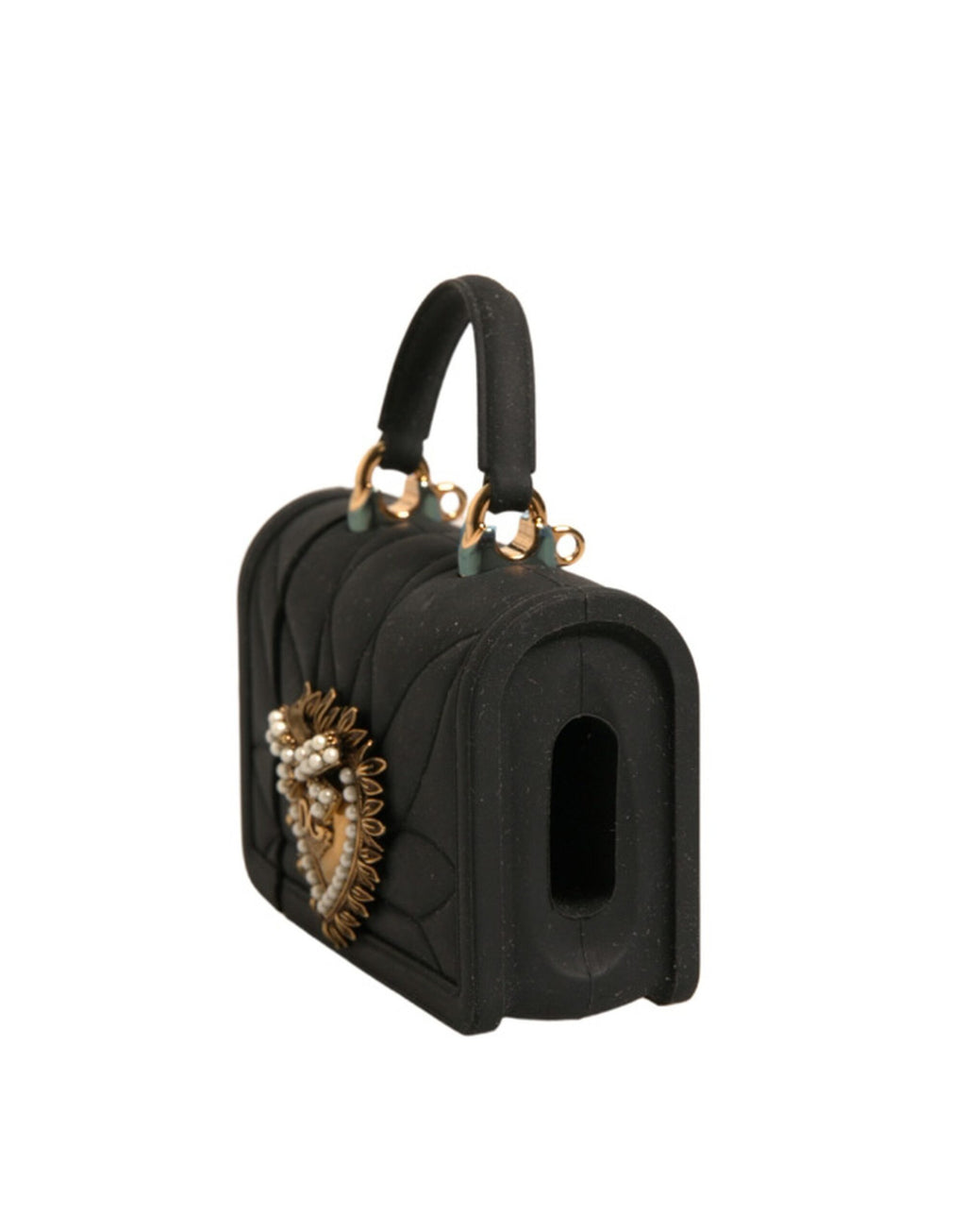 Schwarze Silikonhülle mit Herzmotiv, Handtasche, Airpod-Hülle