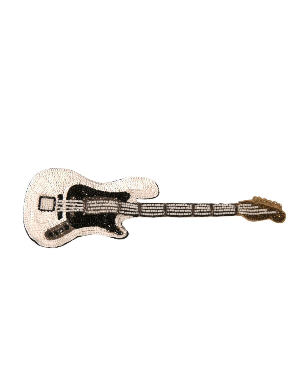Goldfarbene Gitarren-Brosche mit Perlen aus Messing