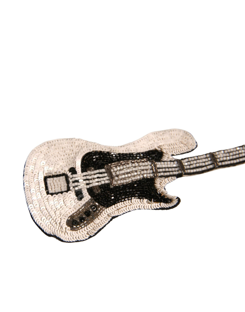 Goldfarbene Gitarren-Brosche mit Perlen aus Messing