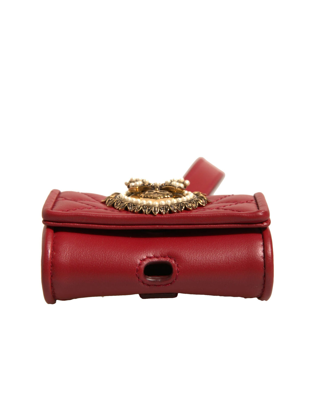 Schwarzes Devotion-Airpod-Etui aus Leder mit Herzriemen