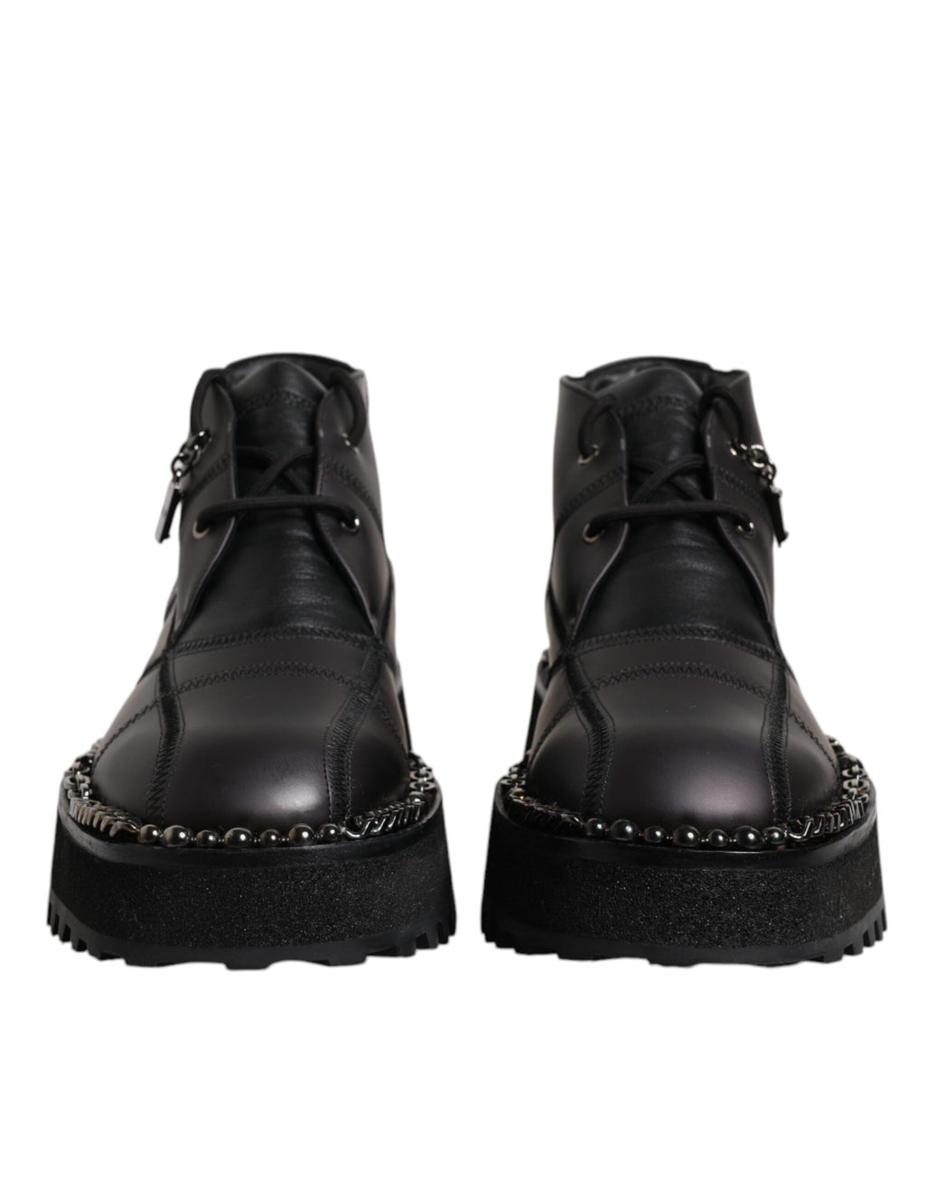 Schwarze Schnürstiefeletten aus Leder