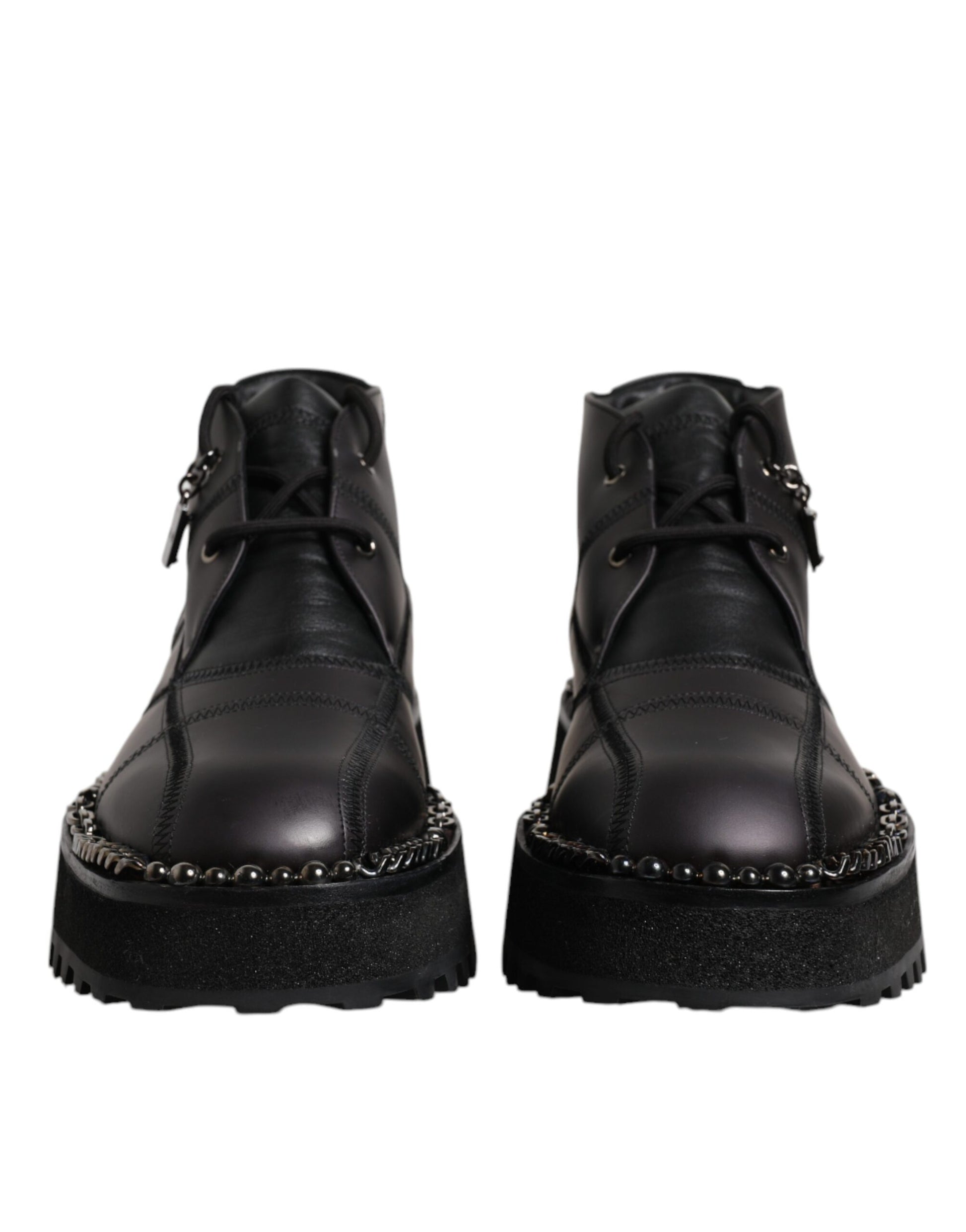 Schwarze Schnürstiefeletten aus Leder